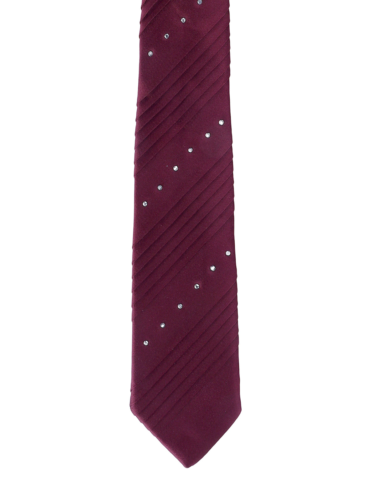 Crystal Maroon Pleated Panel Necktie