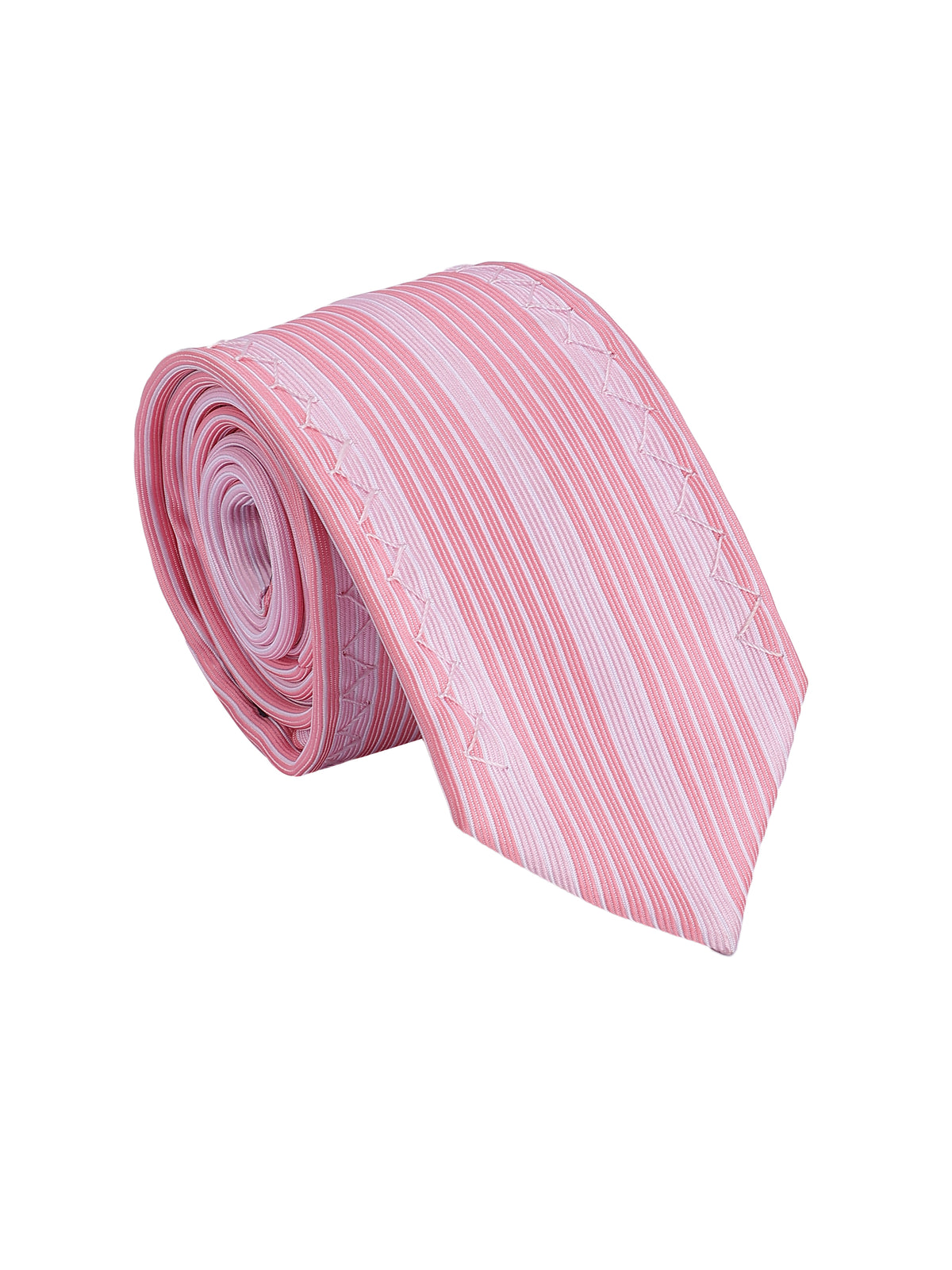 Edge Stitching Light Pink Striped Necktie