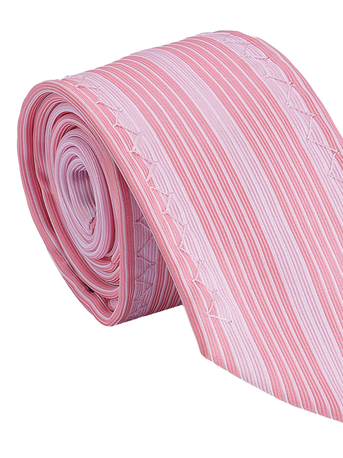 Edge Stitching Light Pink Striped Necktie