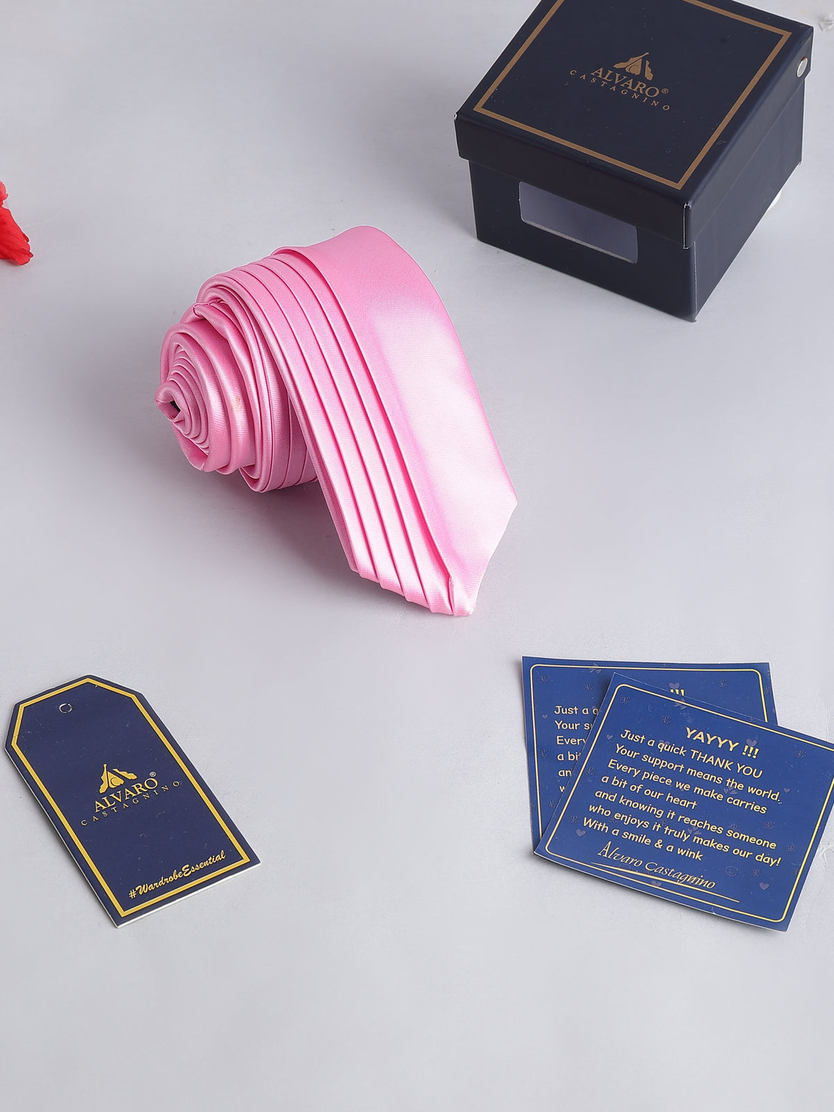 Pink Pleated Panel Necktie