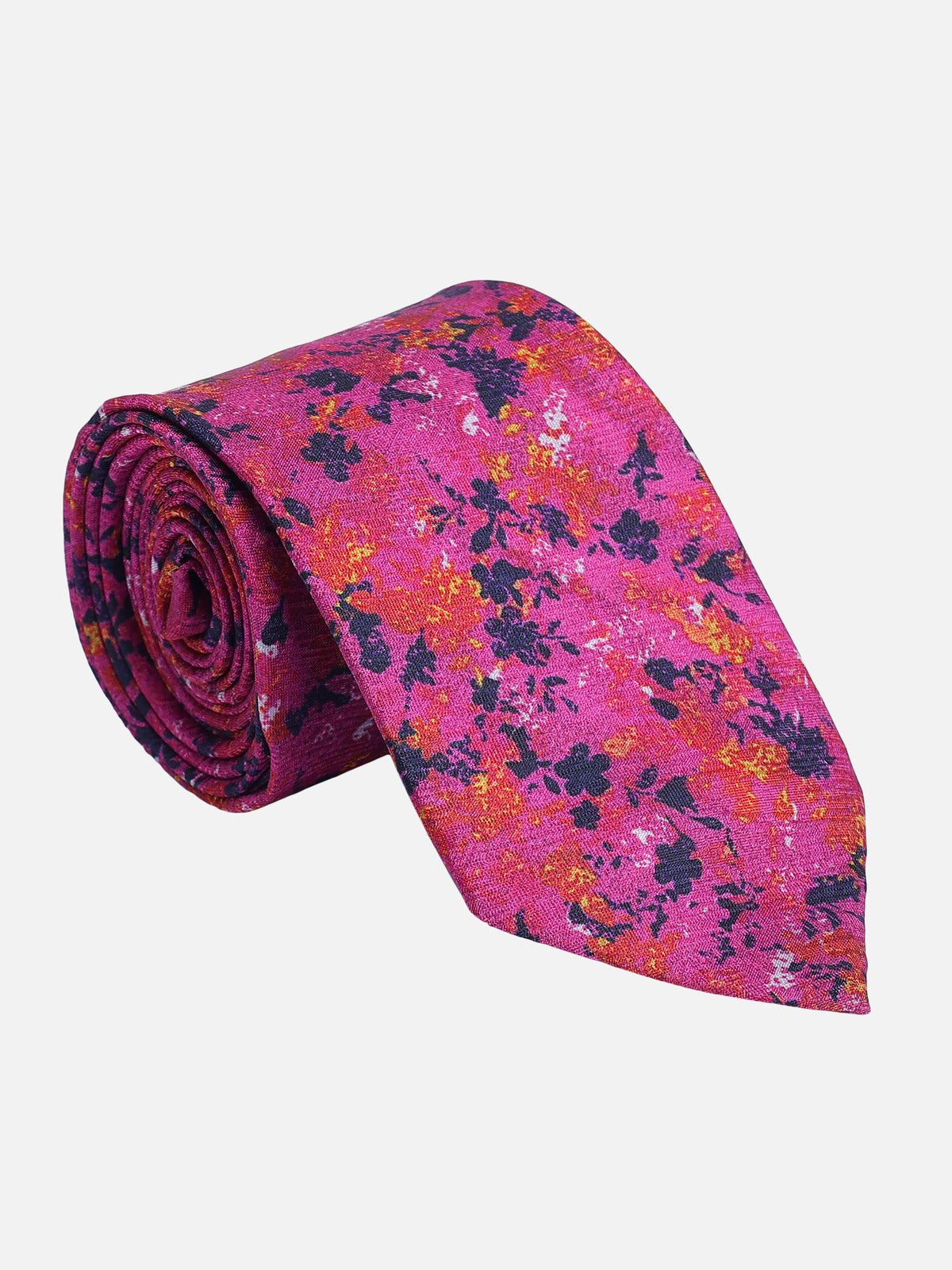 Magenta Floral Printed Necktie