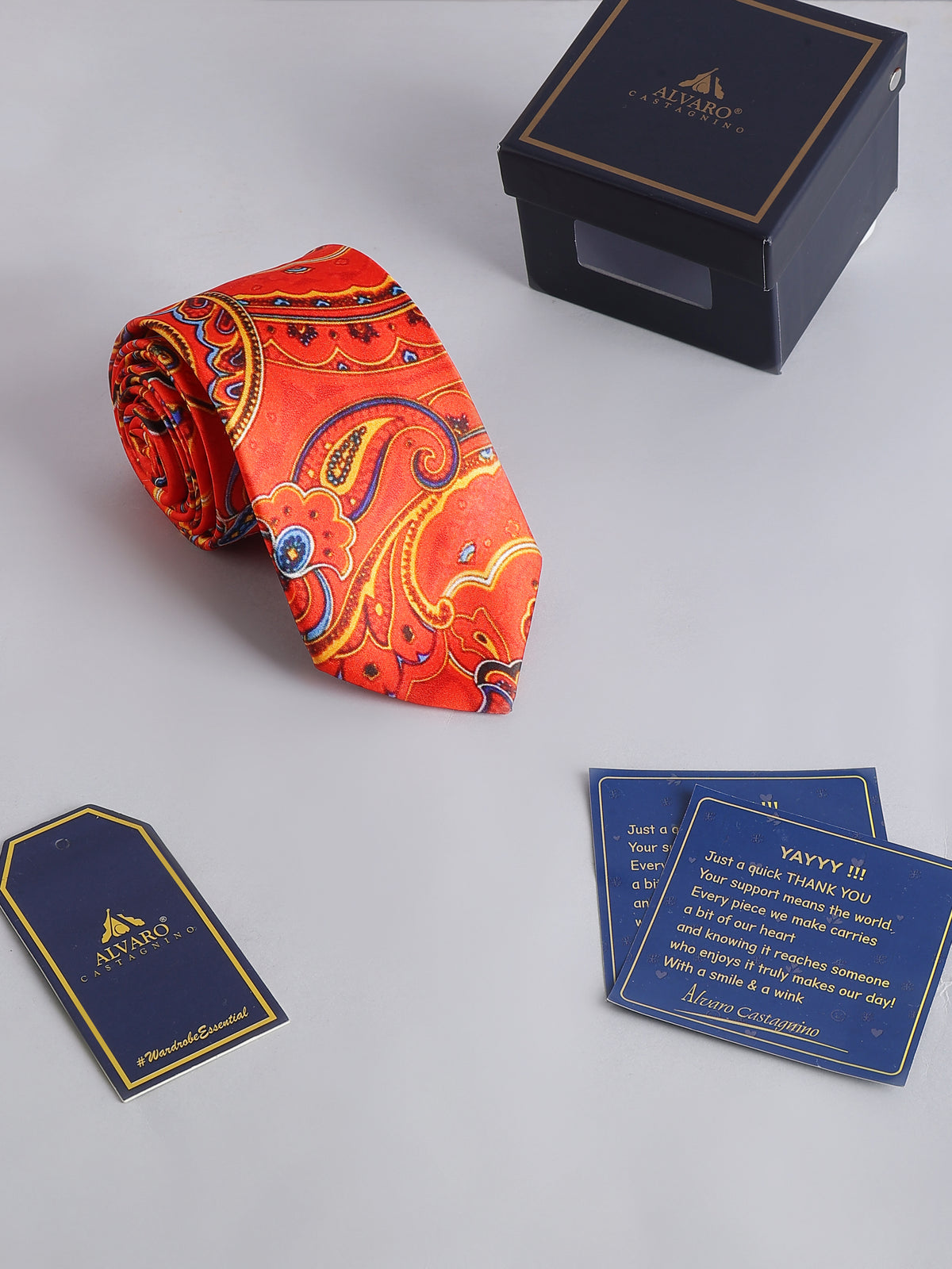 Vibrant Orange and Red Paisley Necktie