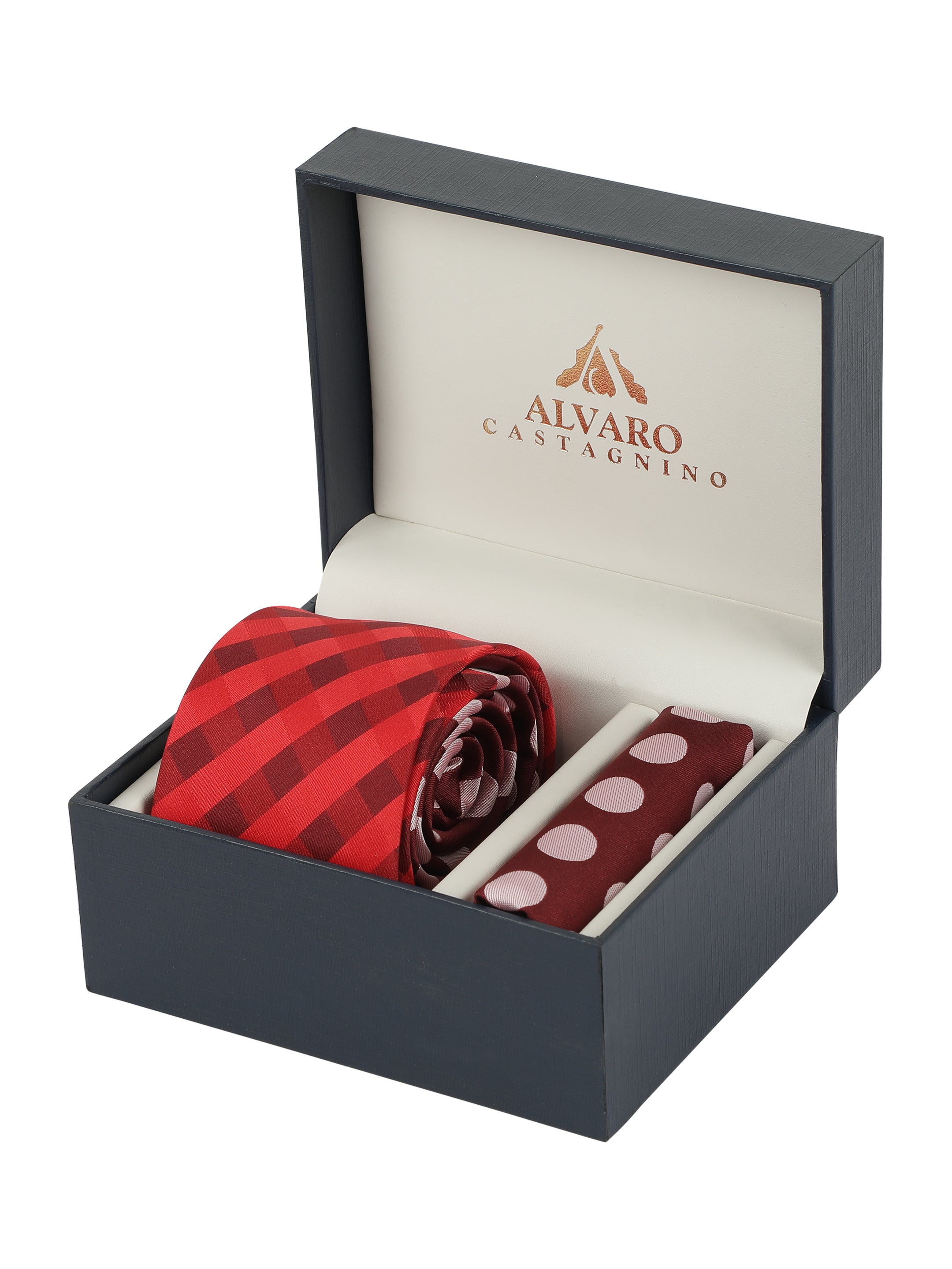 Alvaro Castagnino Men Maroon & Pink Accessory Gift Set