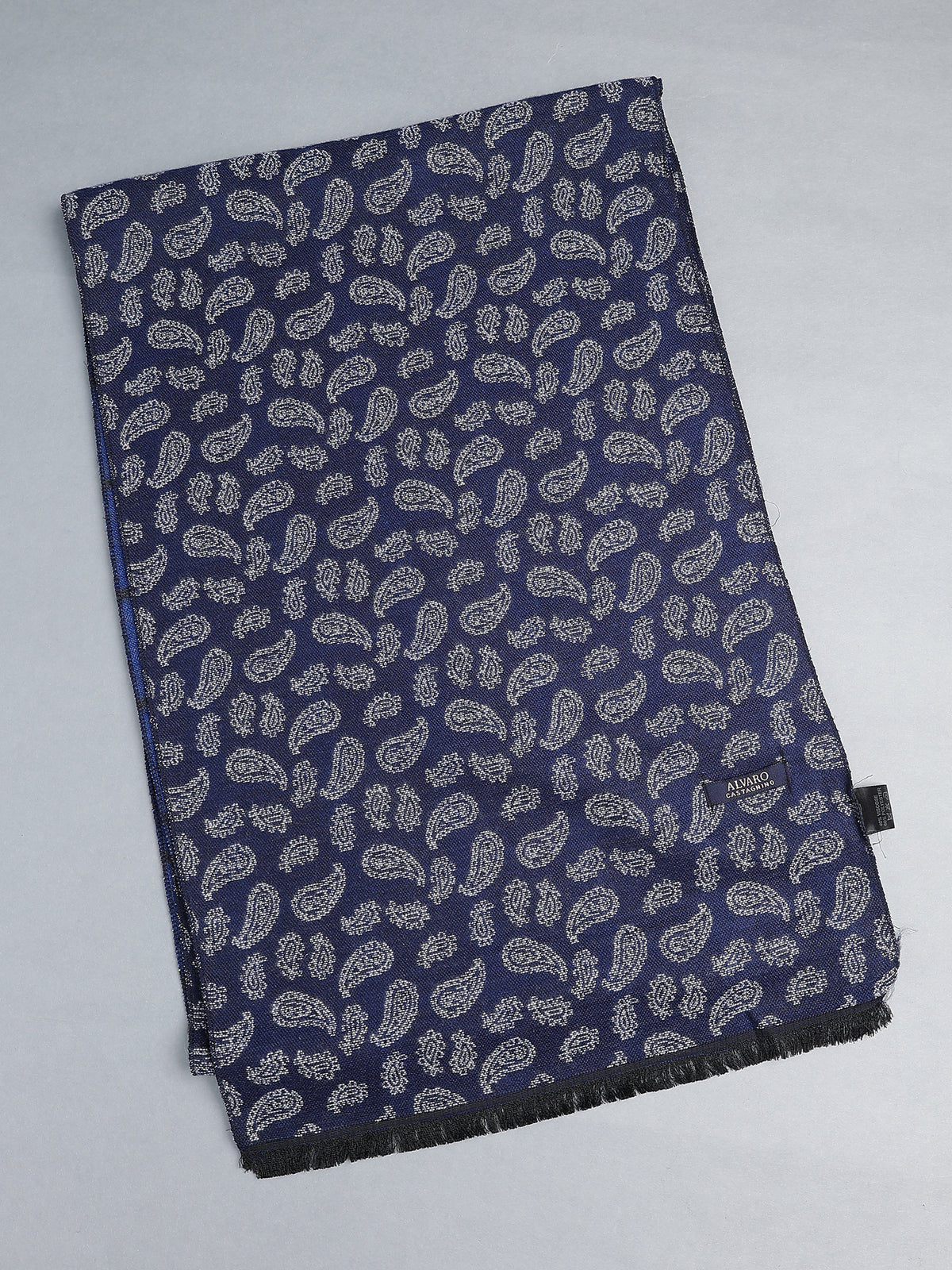 Navy & Royal Blue Reversible Paisley Windowpane Winter Muffler