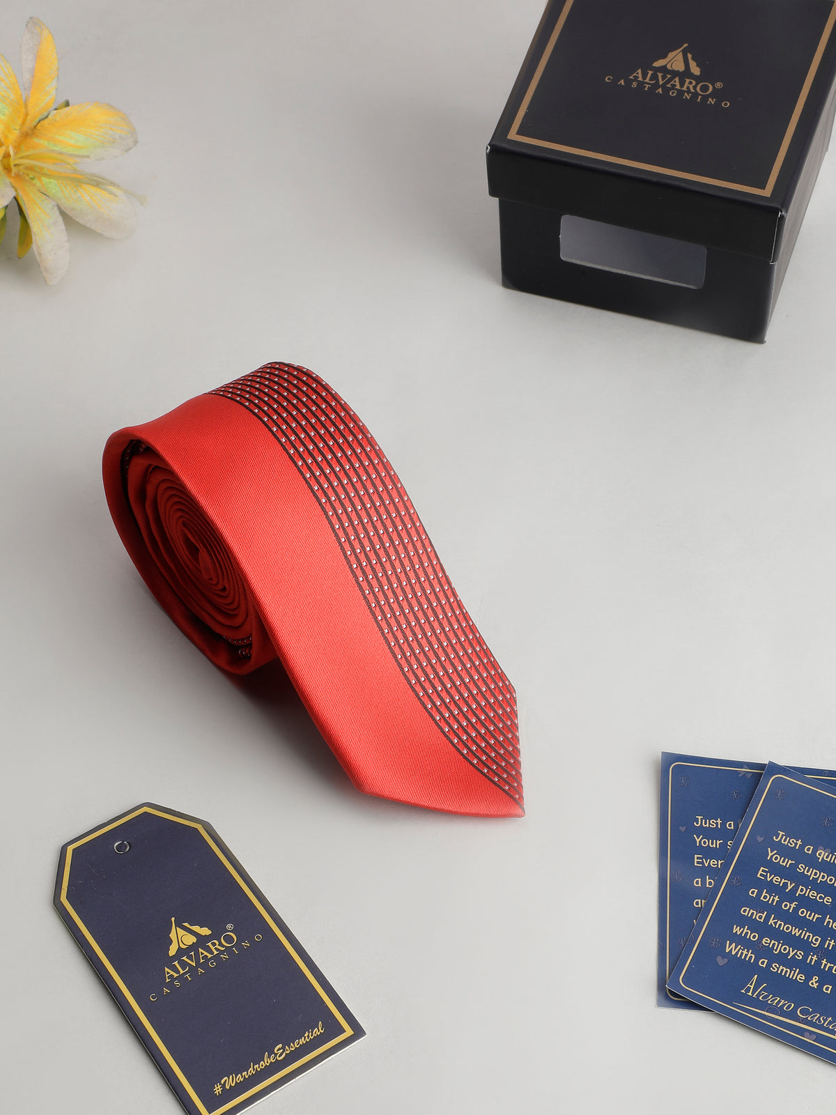 Red Micro-Geometric Textured Panel Necktie