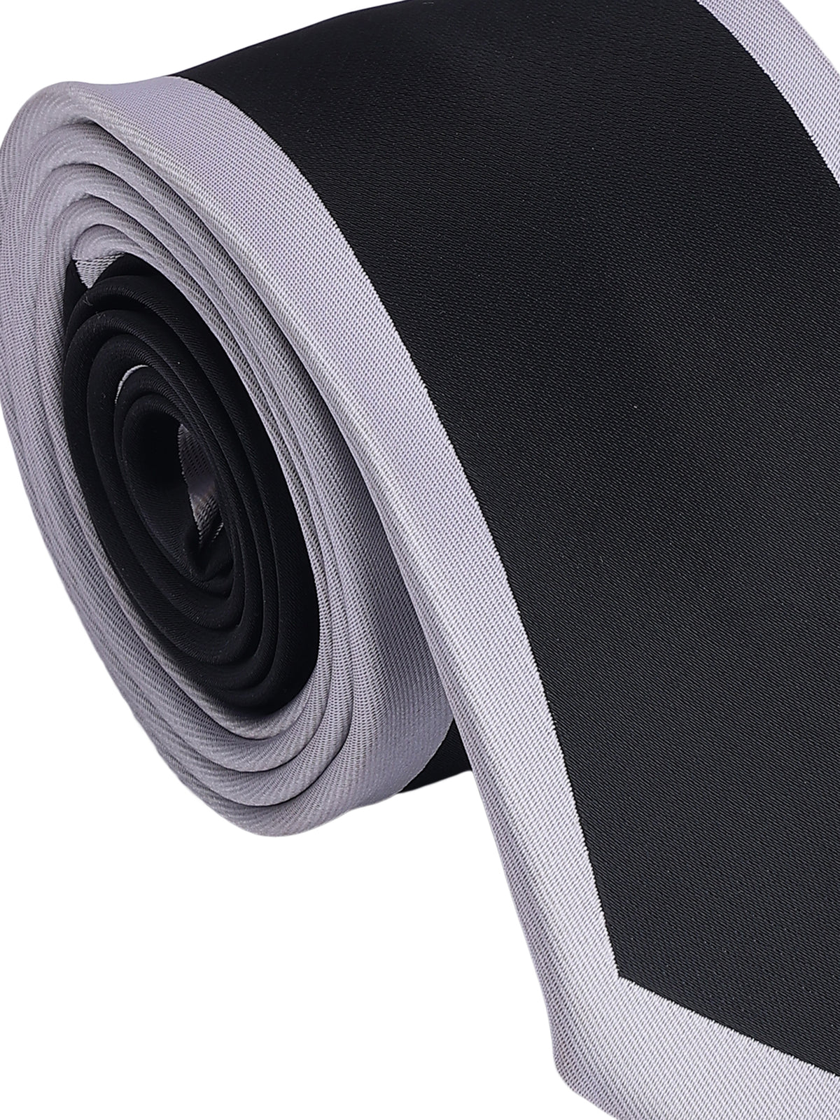 Black and Grey Color-Blocked Border Necktie