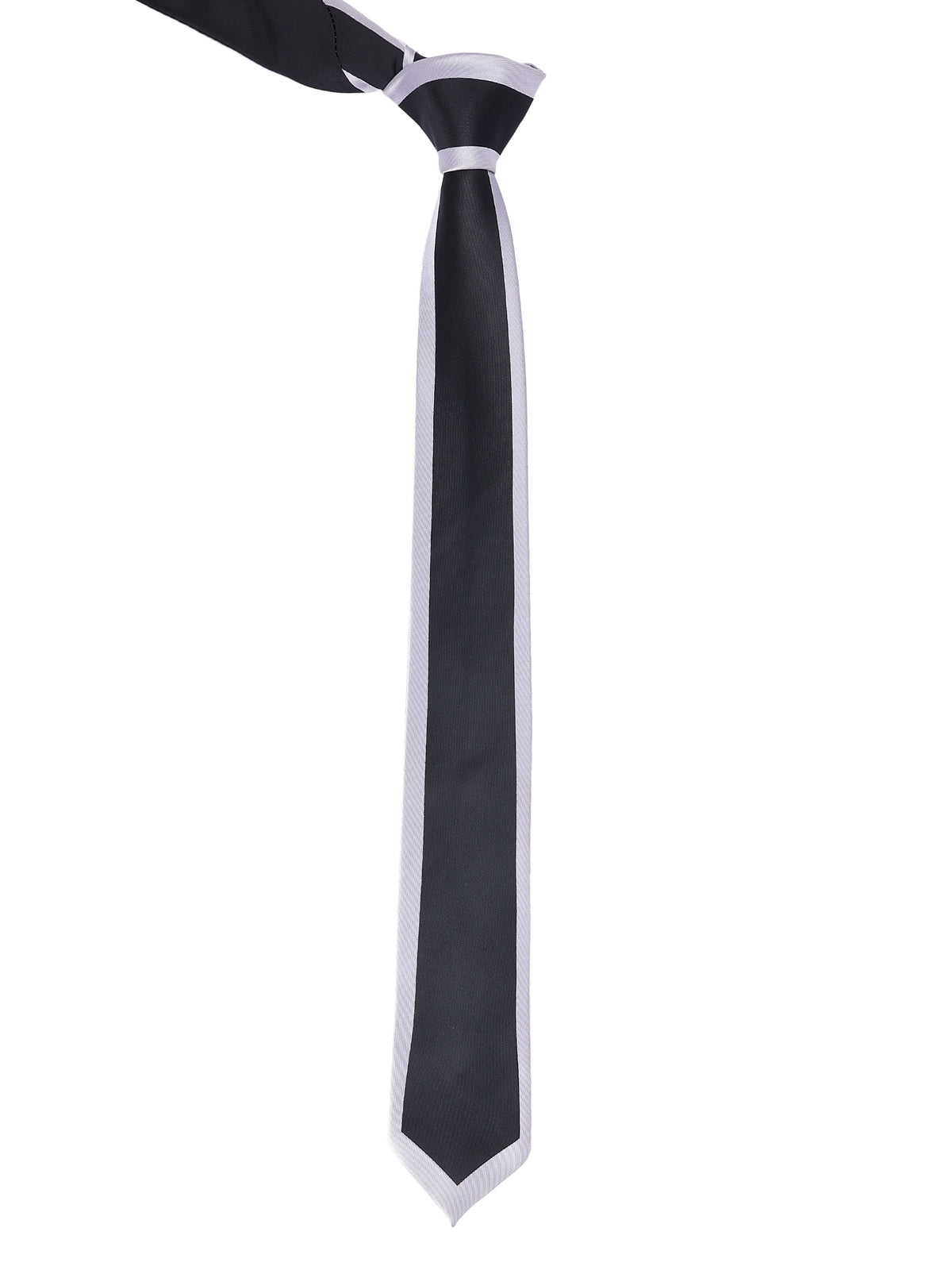 Black and Grey Color-Blocked Border Necktie