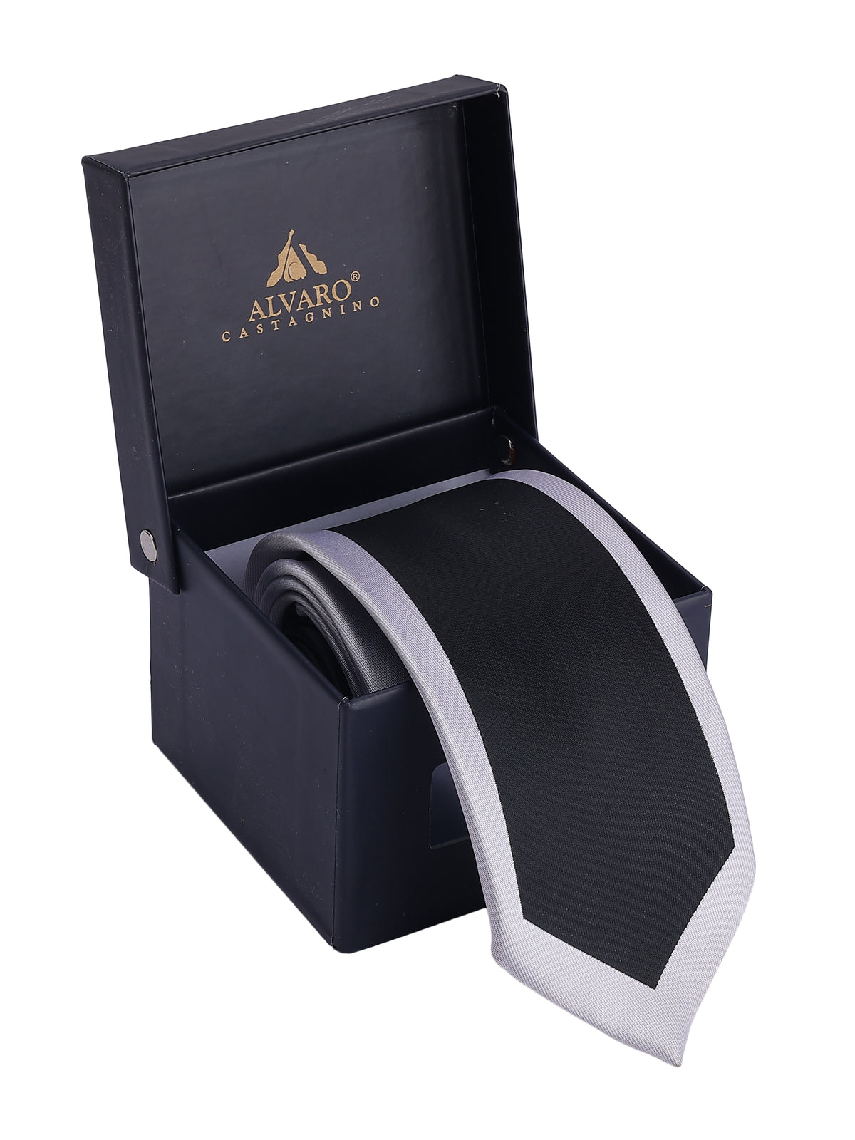 Black and Grey Color-Blocked Border Necktie