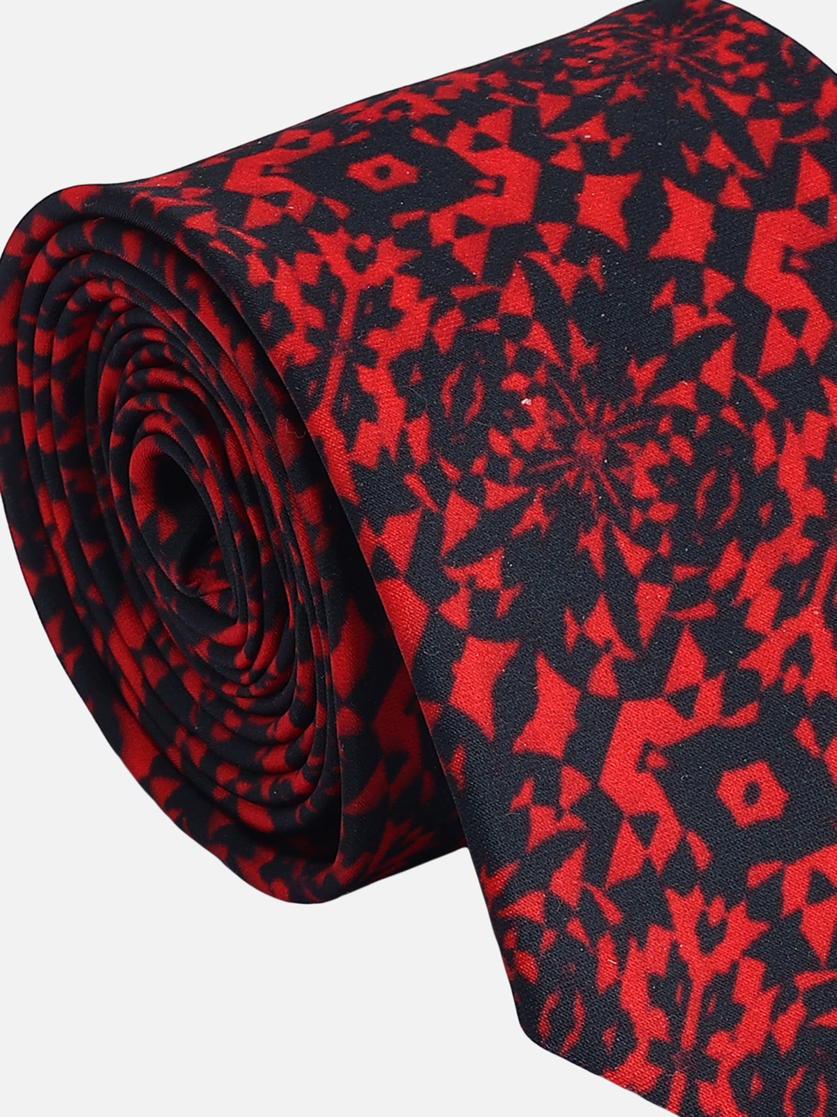 Red and Black Geometric Kaleidoscope Necktie