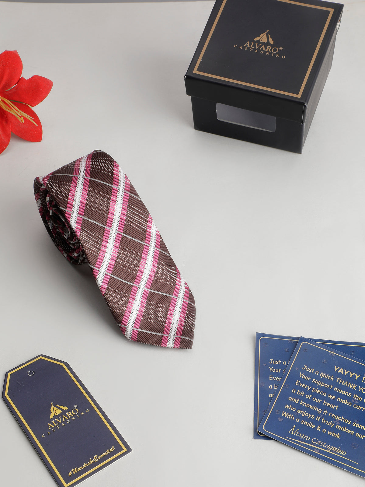 Aristocratic Espresso and Magenta Plaid Necktie