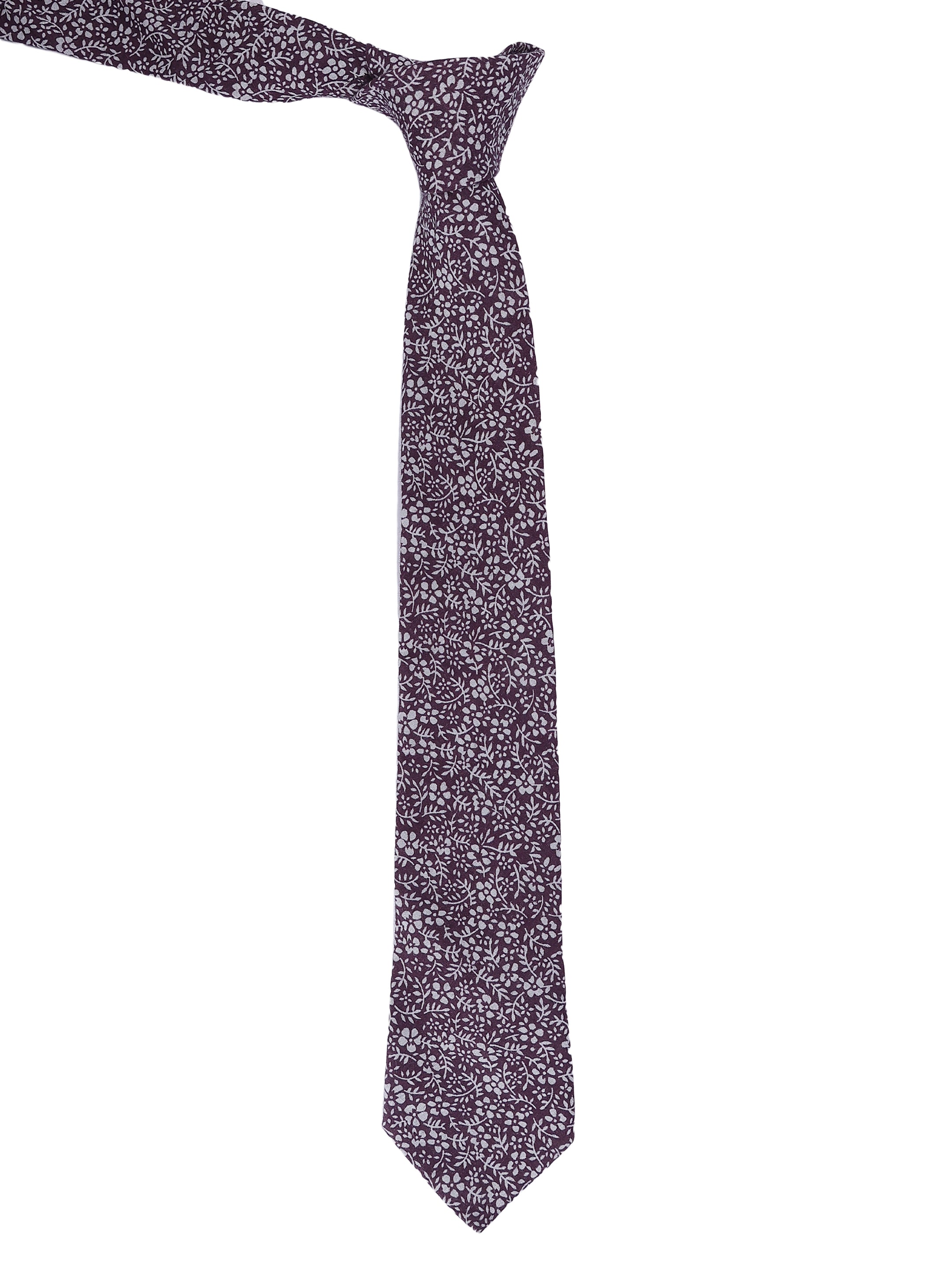 Purple Floral Cotton Tie