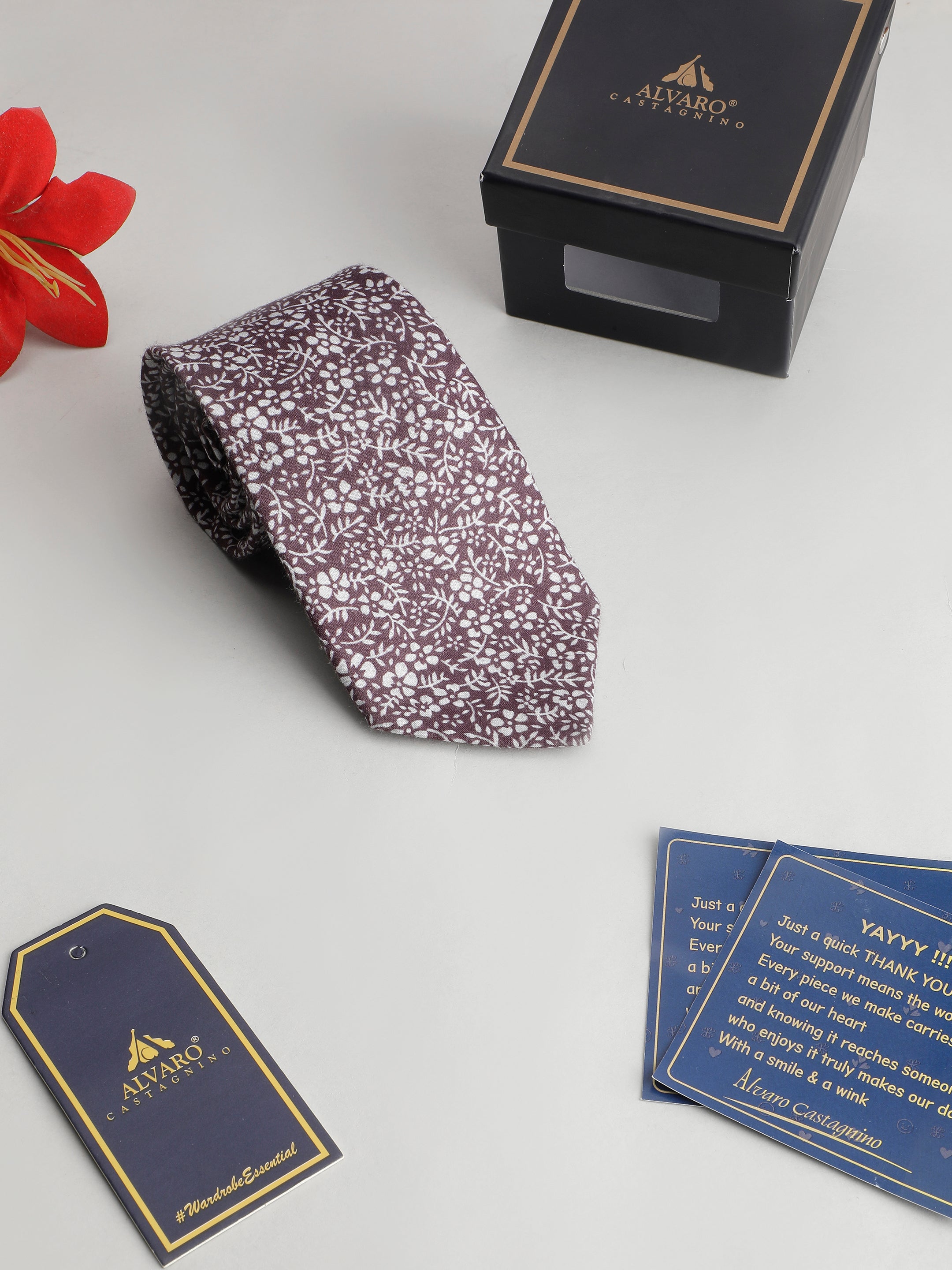 Midnight Plum Floral Cotton Necktie