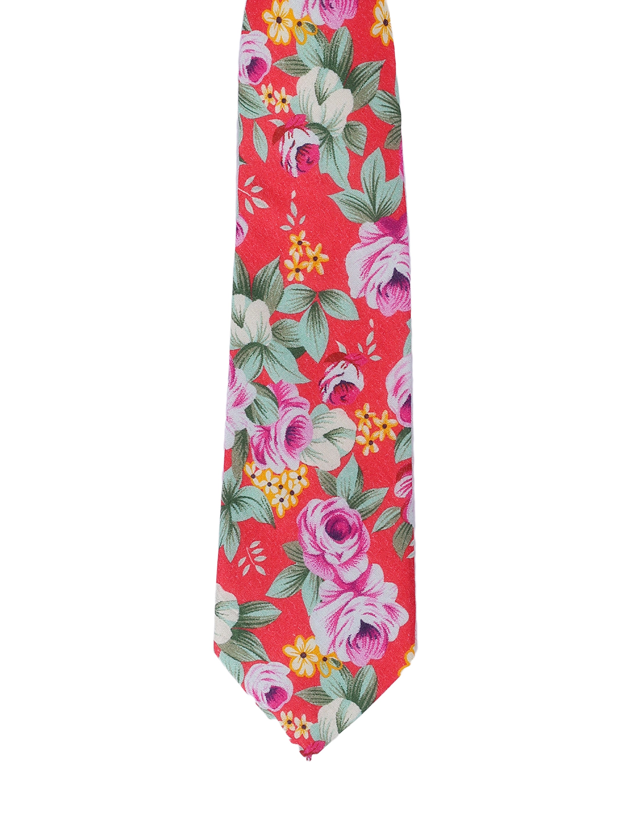 Crimson Rose Garden Cotton Necktie