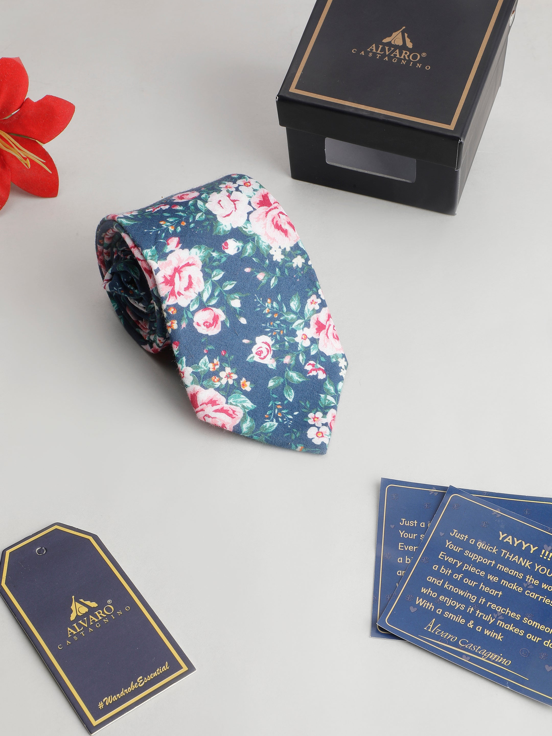 Floral Navy Cotton Tie
