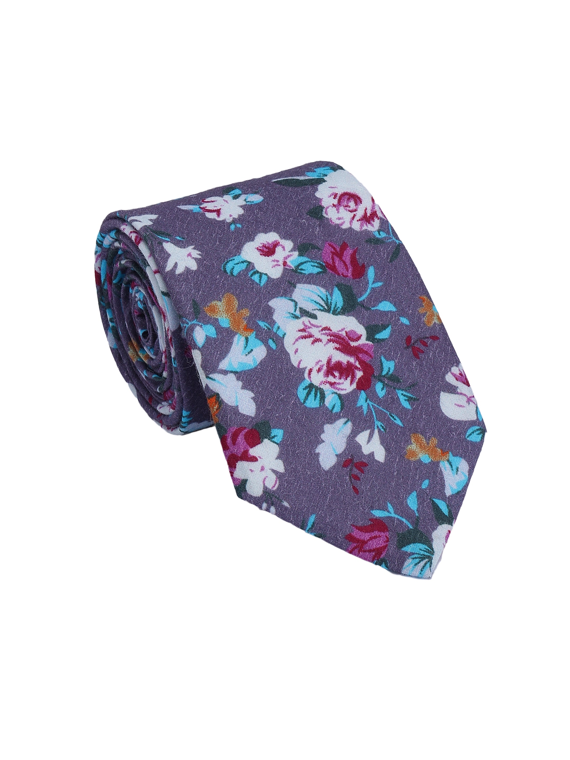 Floral Grey Cotton Tie