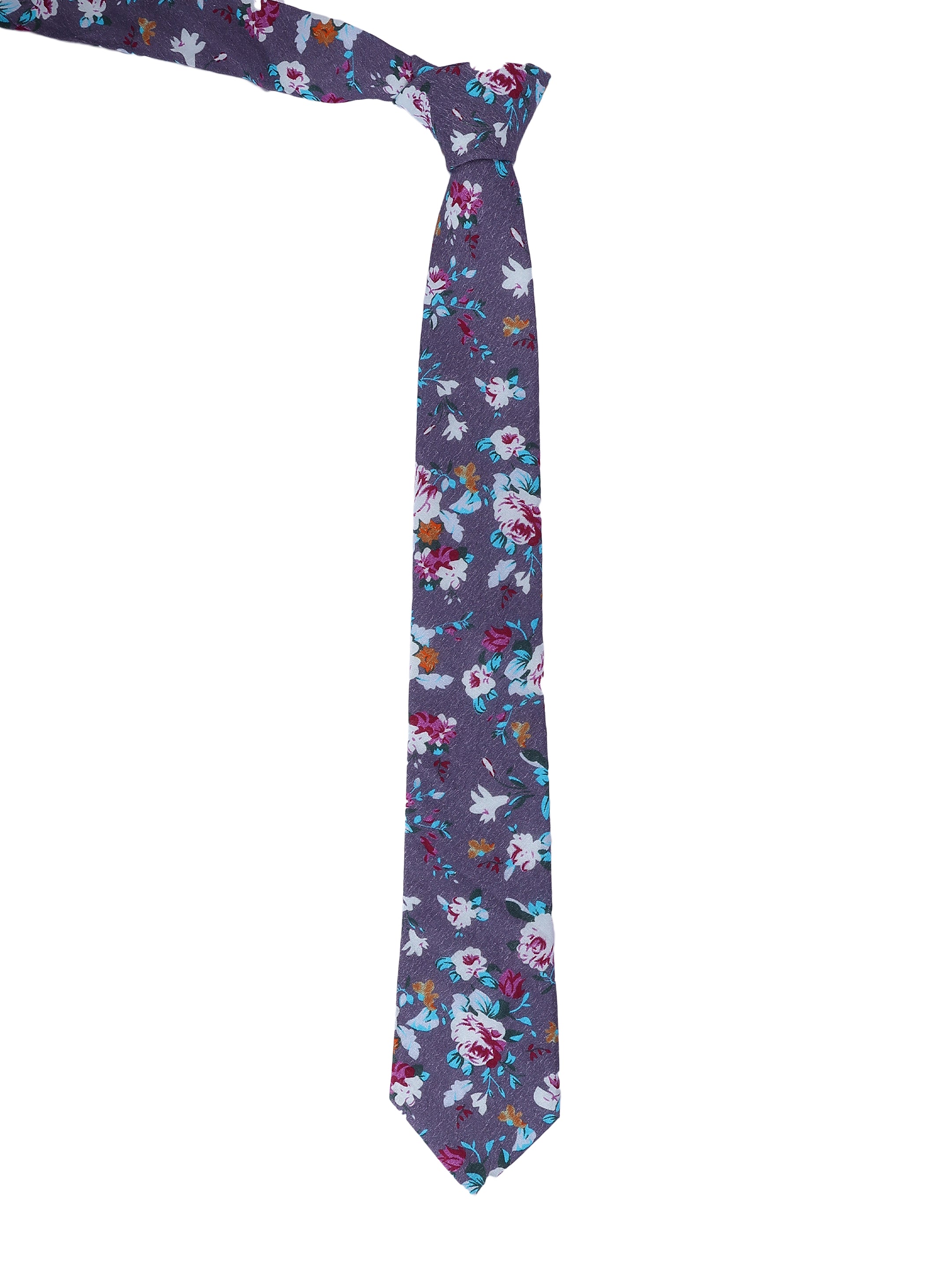Floral Grey Cotton Tie