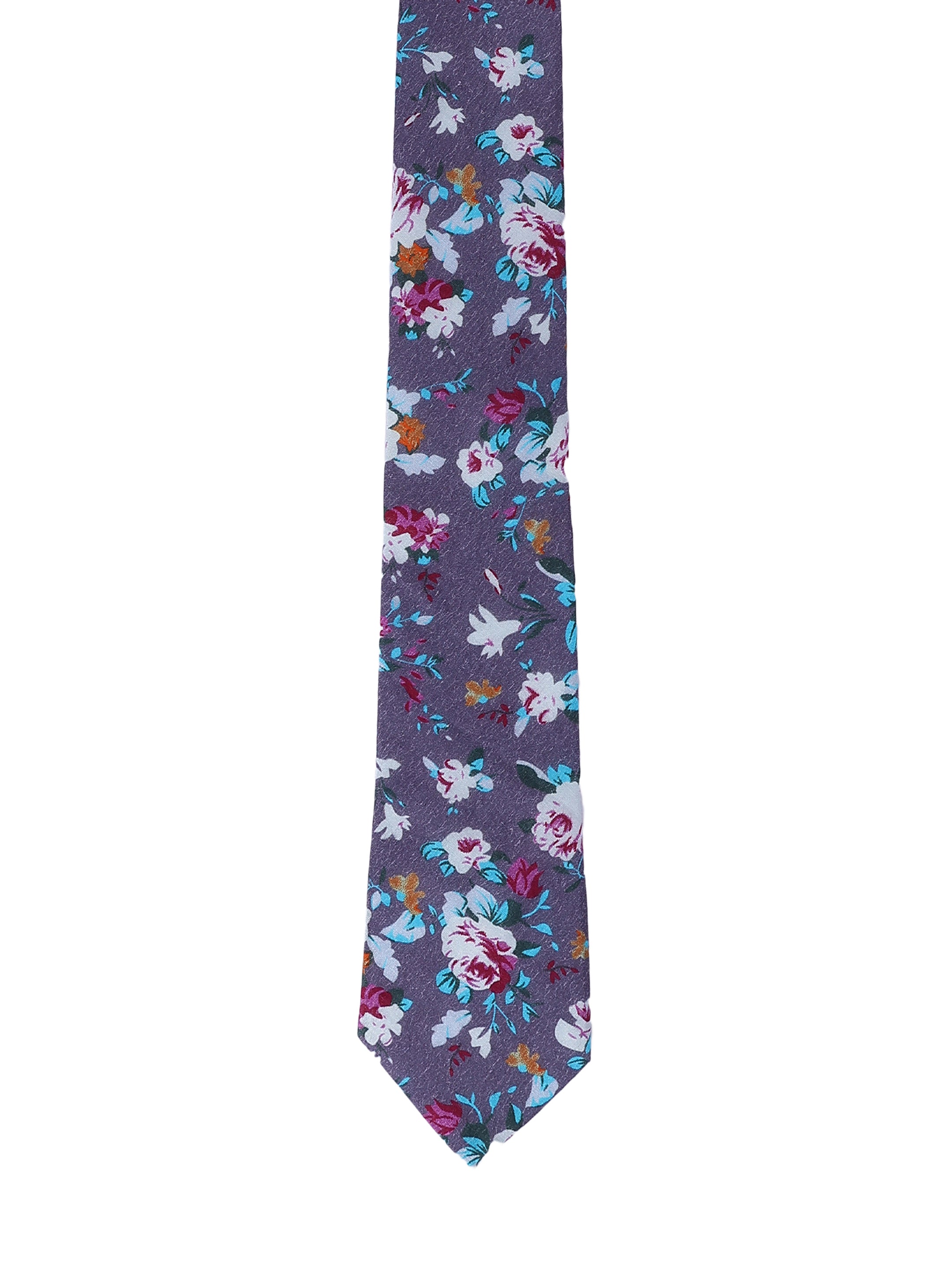 Slate Grey Floral Cotton Necktie