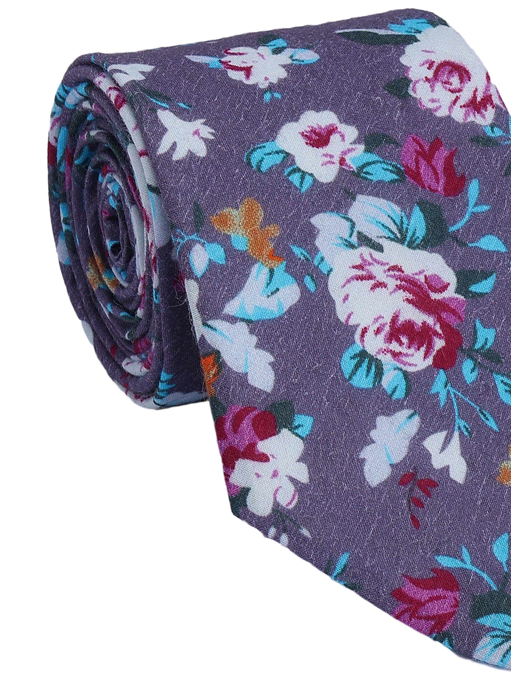 Slate Grey Floral Cotton Necktie