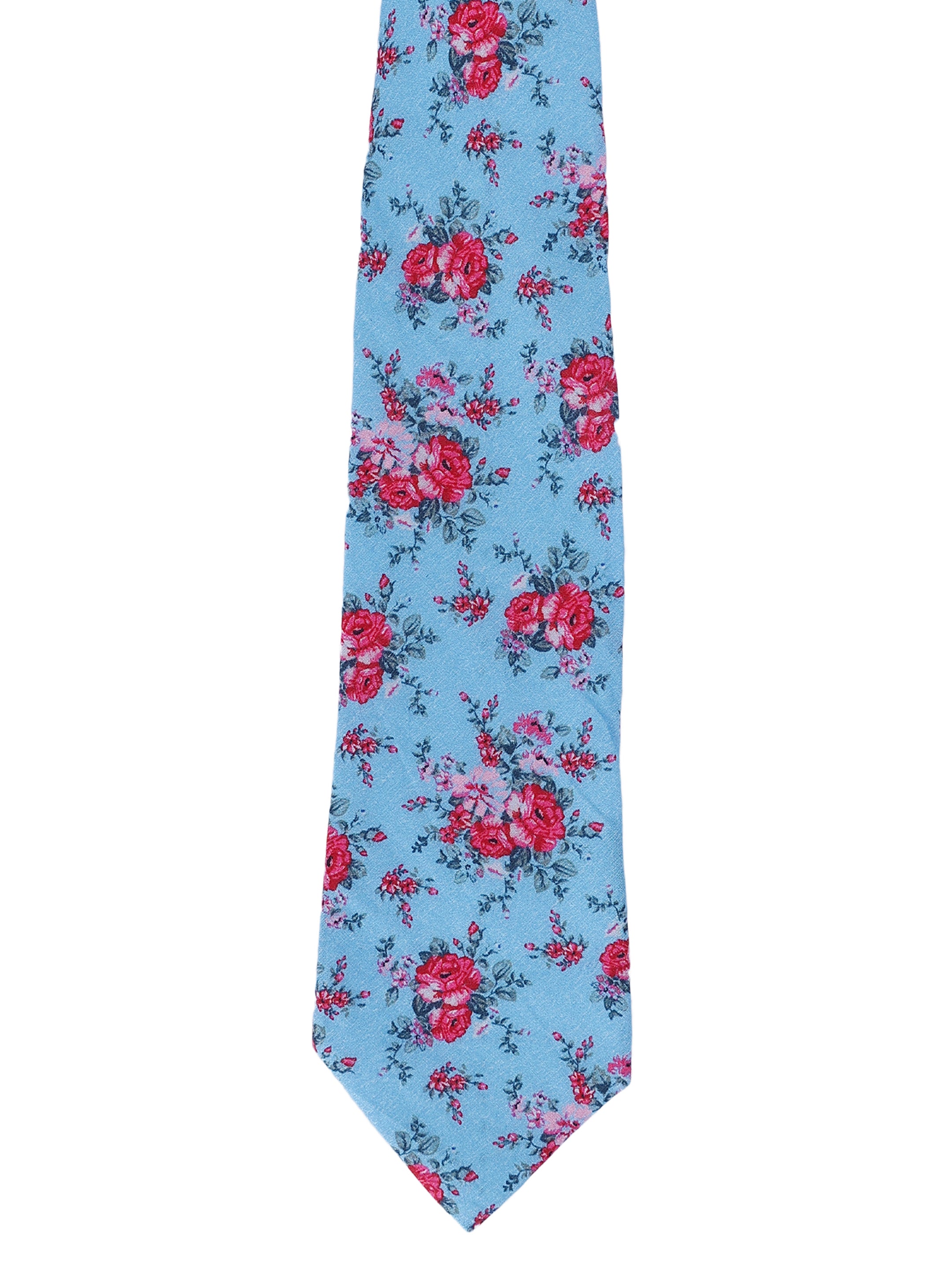 Floral Blue Cotton Tie