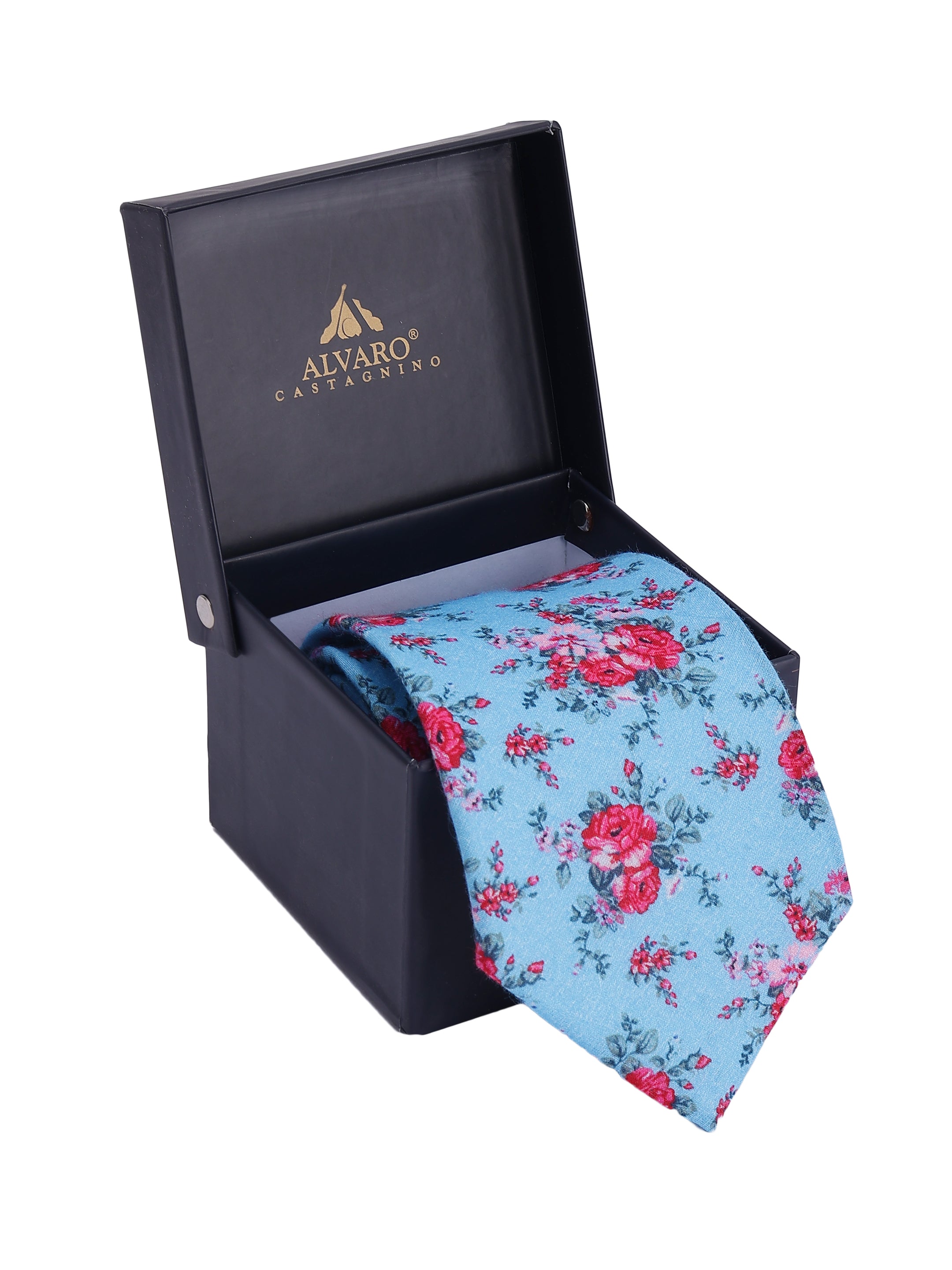 Floral Blue Cotton Tie