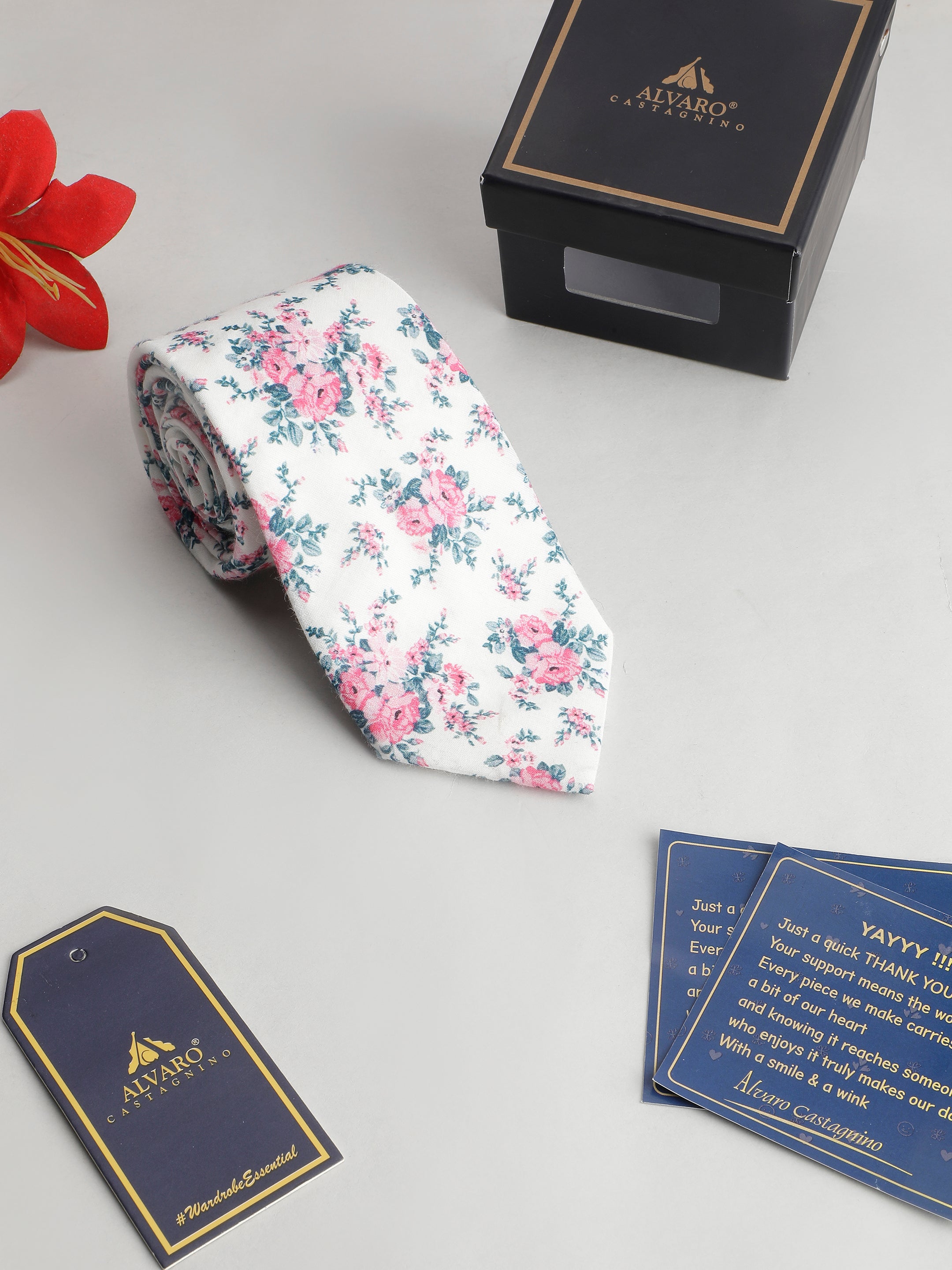 Floral Cotton Pink Tie
