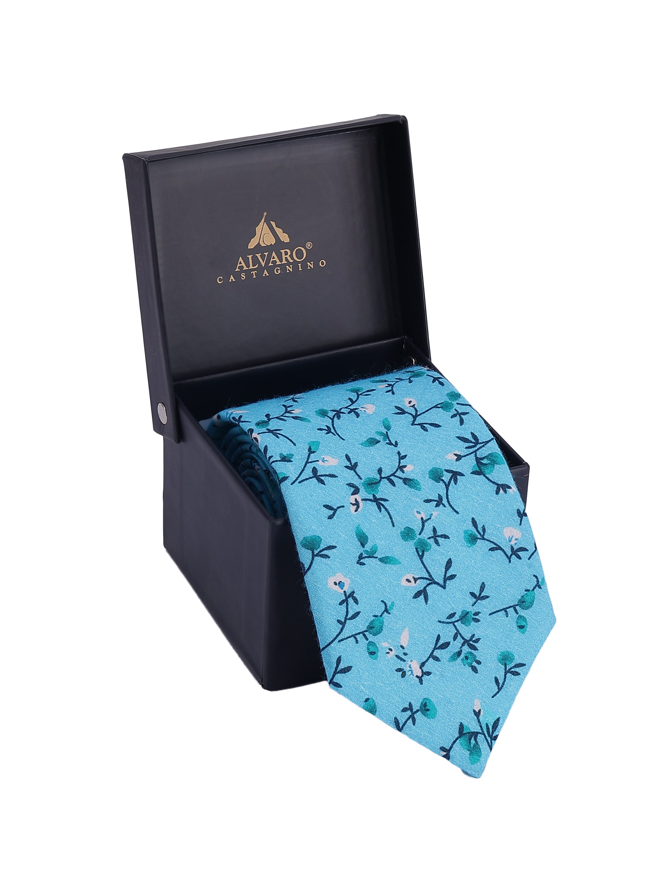 Azure Ditsy Cotton Necktie