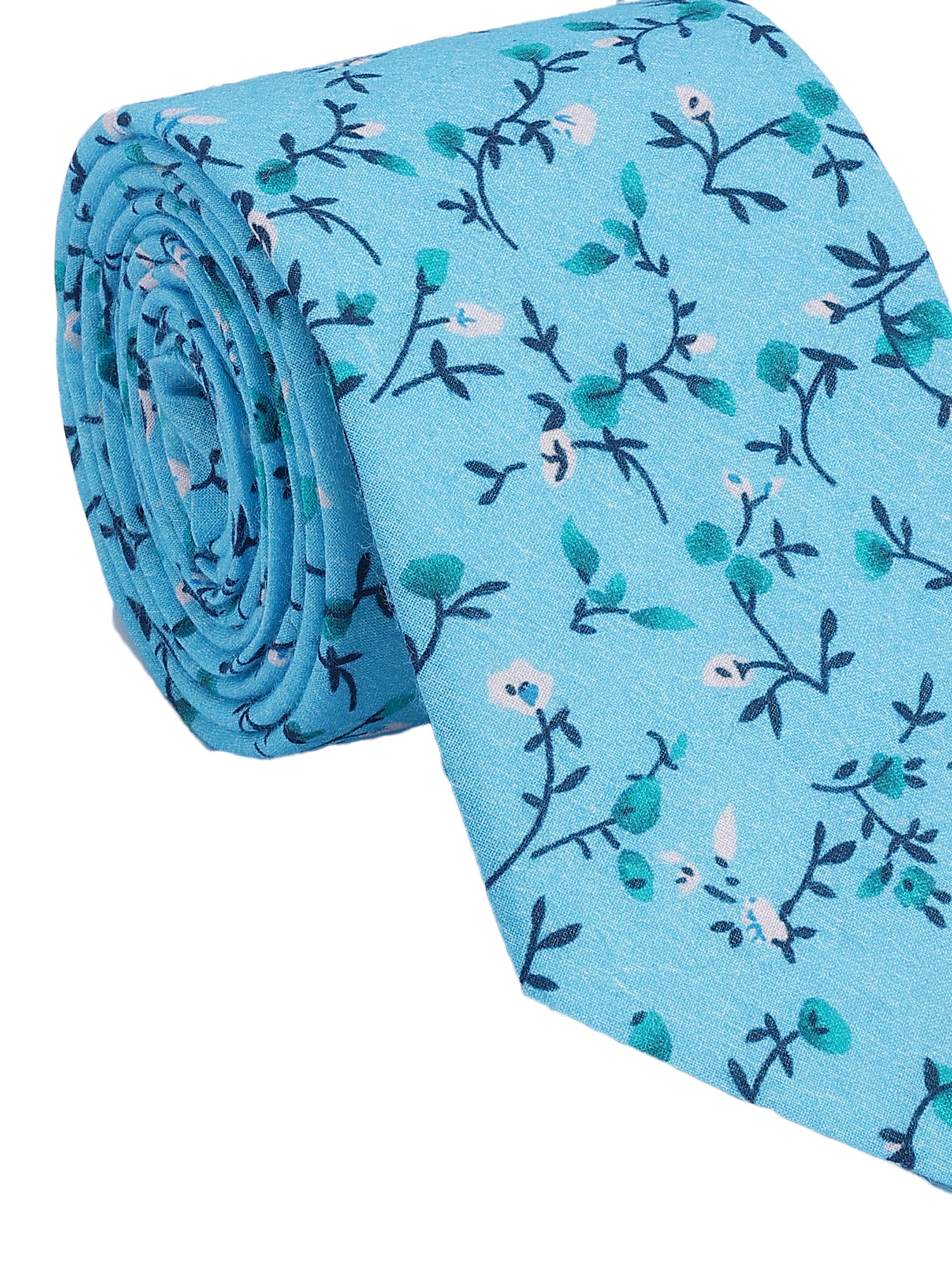 Azure Ditsy Cotton Necktie
