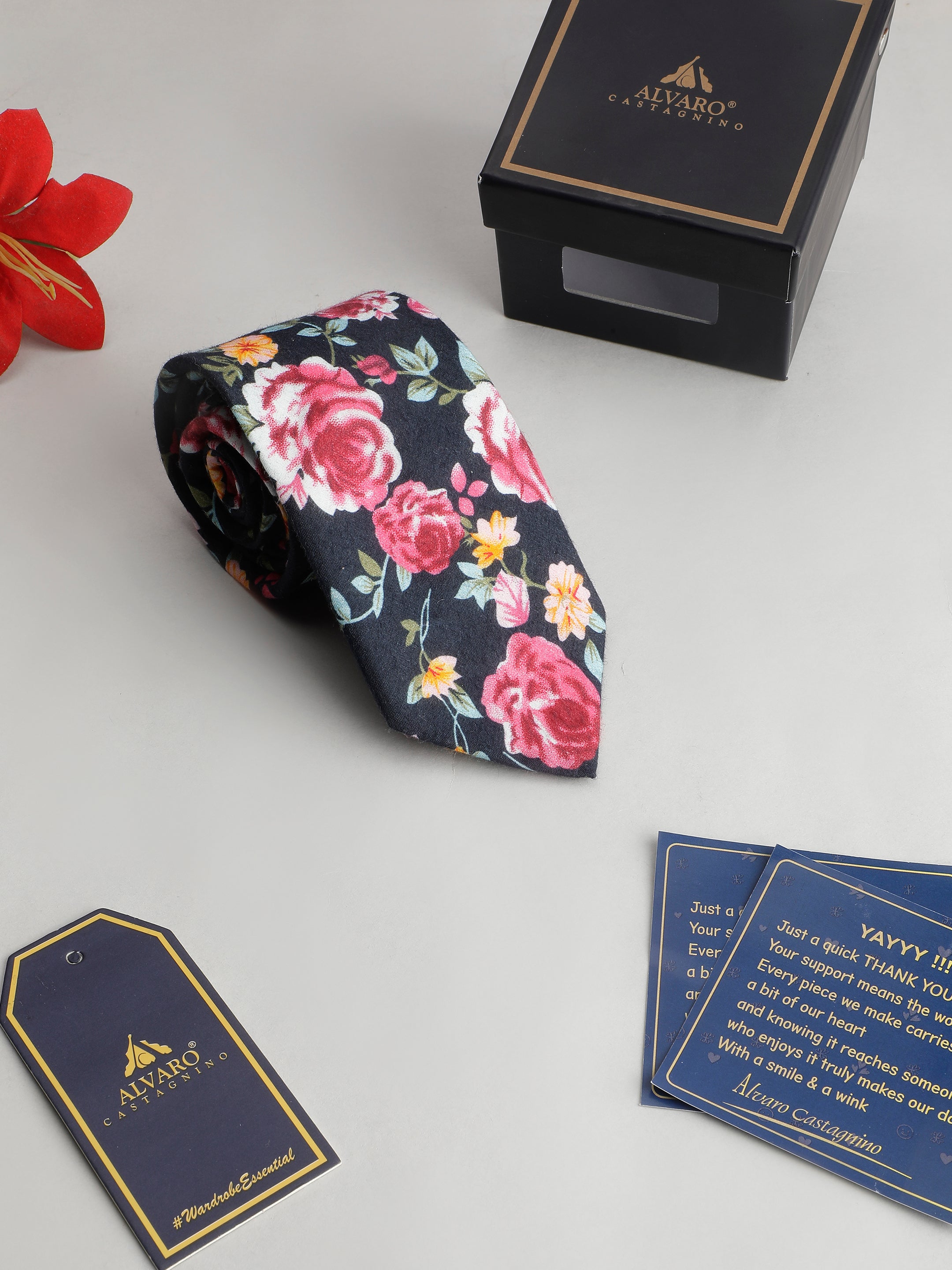 Floral Pink Cotton Tie
