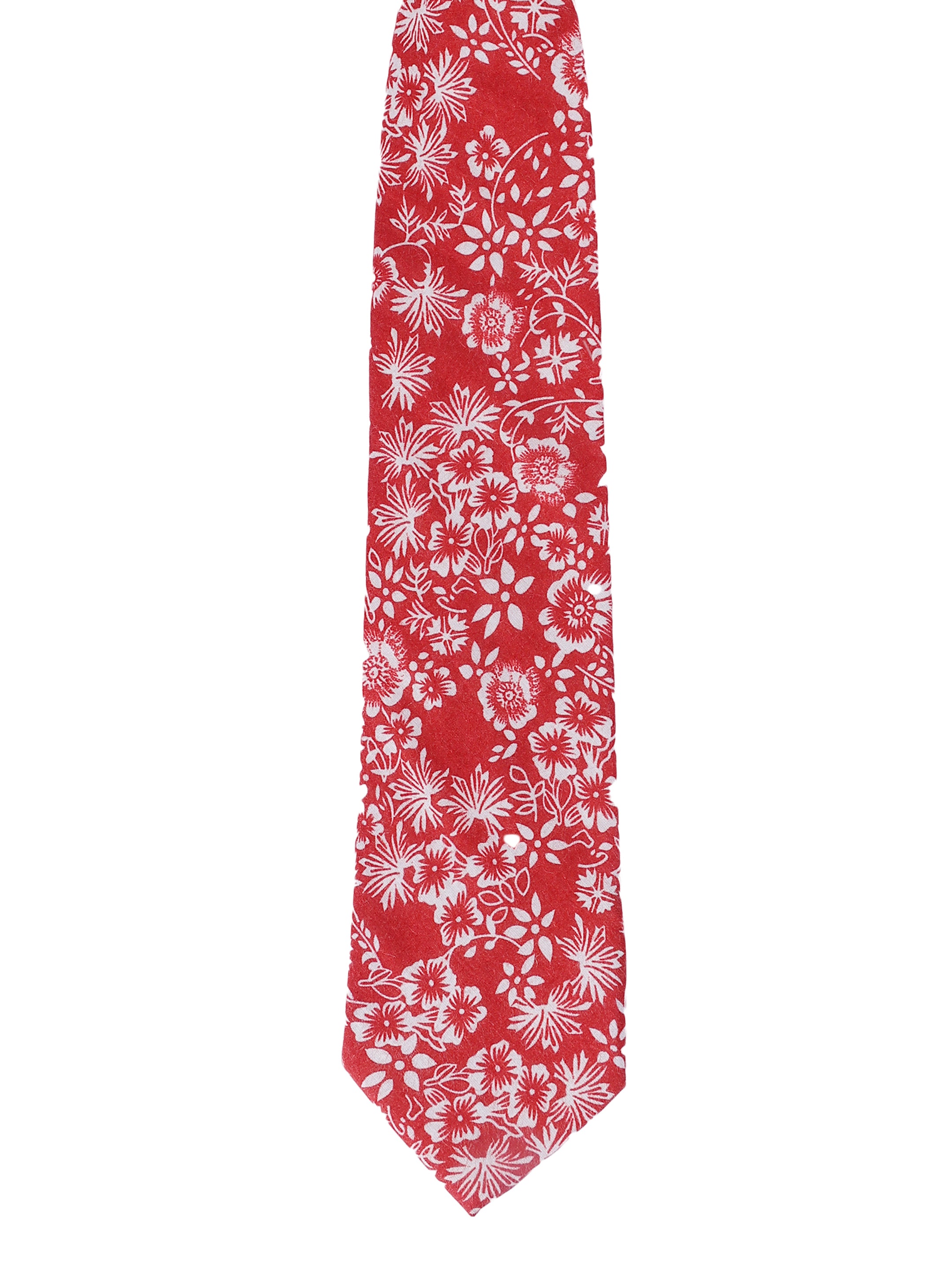 Crimson & Ivory Floral Cotton Necktie