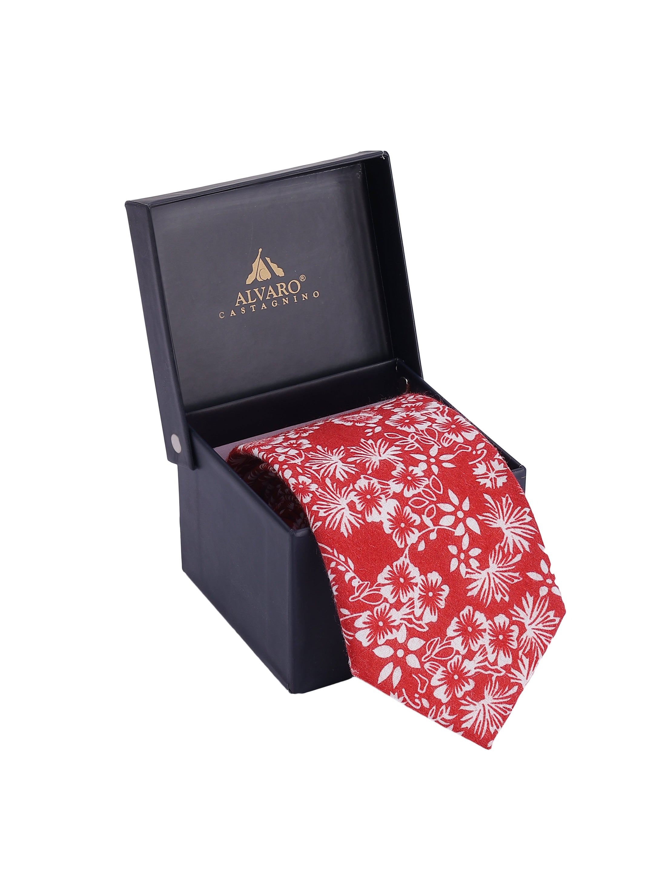 Crimson & Ivory Floral Cotton Necktie