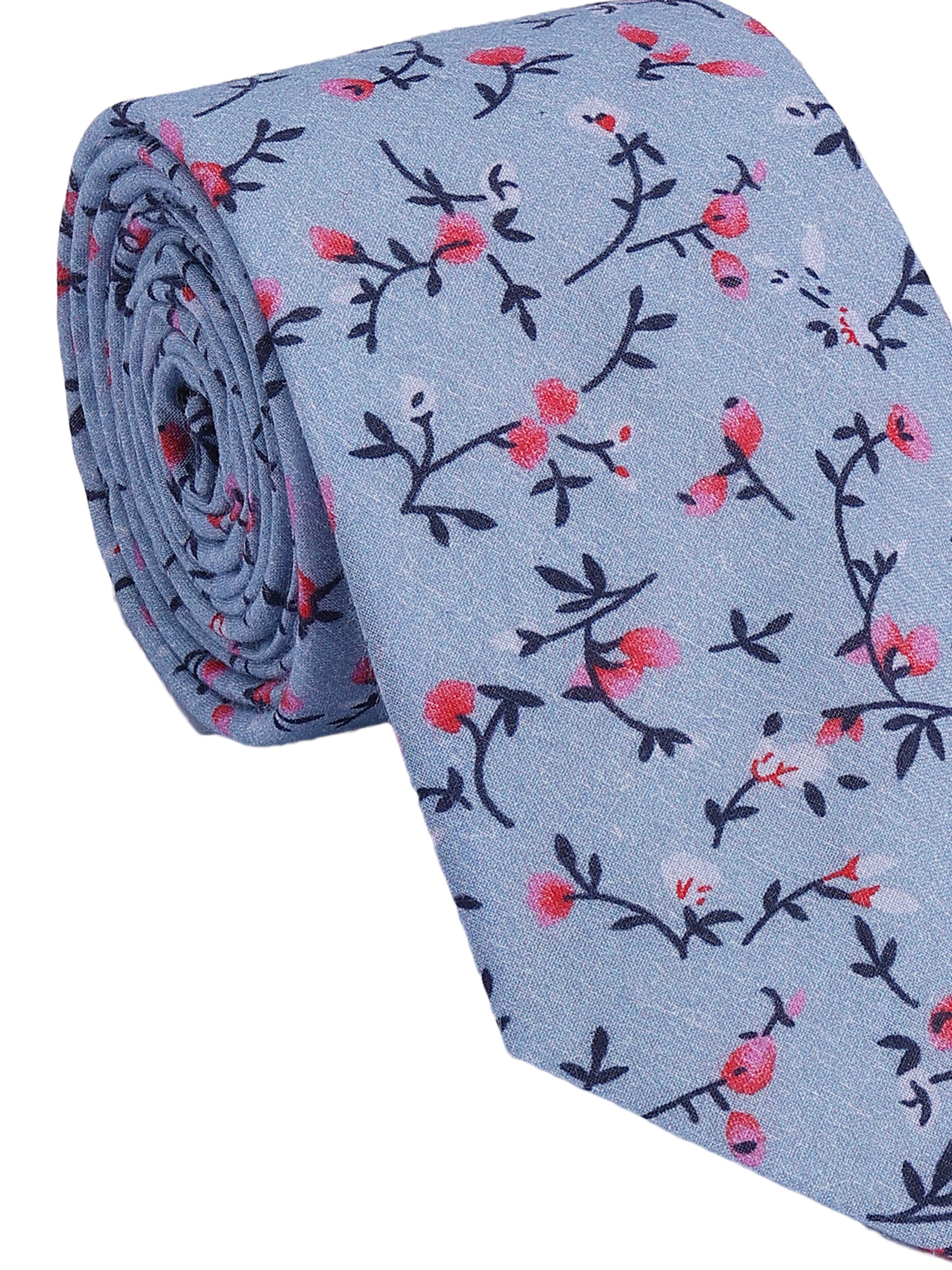 Slate Blue Botanical Cotton Necktie