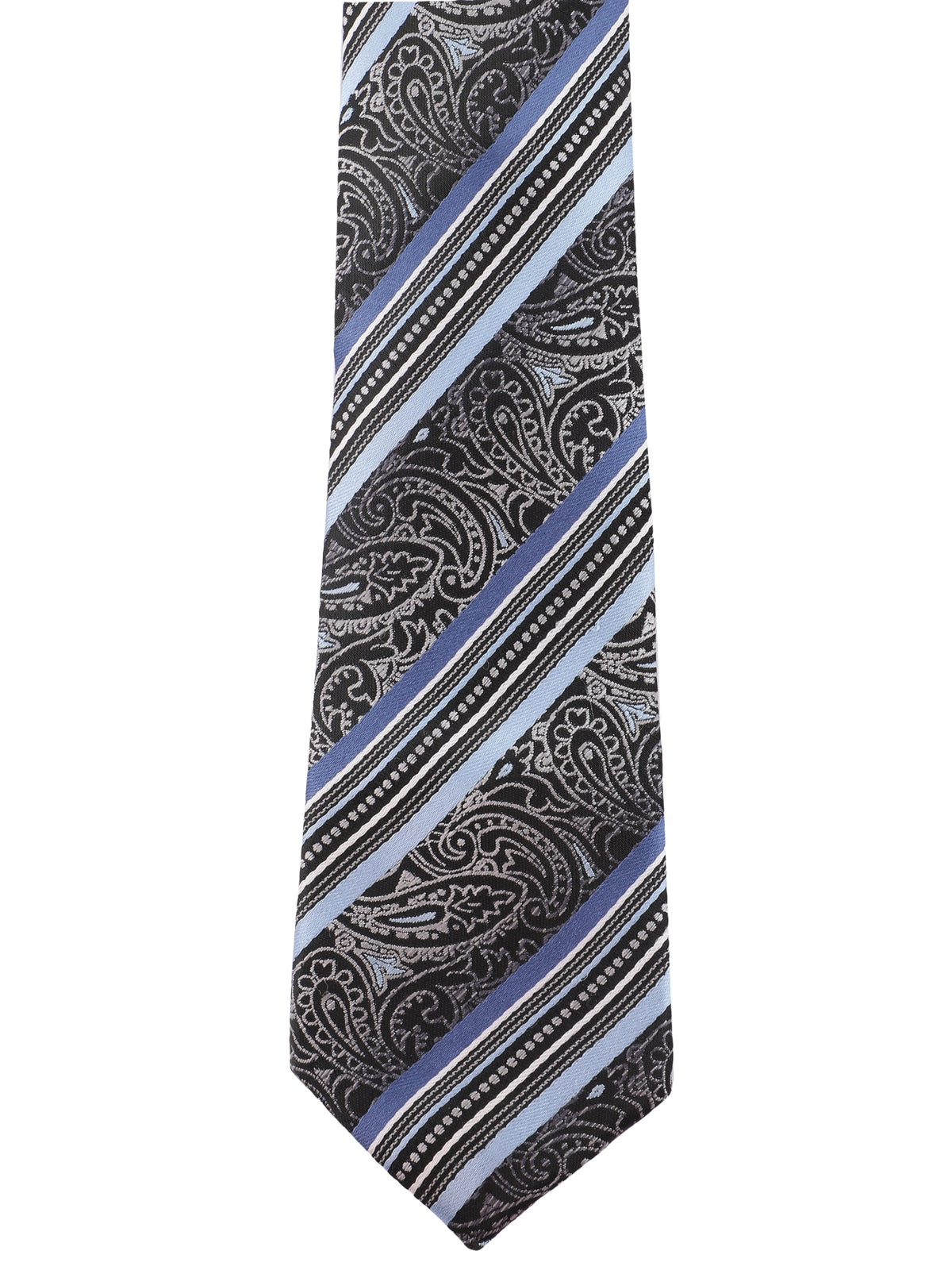 Black and Blue Paisley Striped Necktie