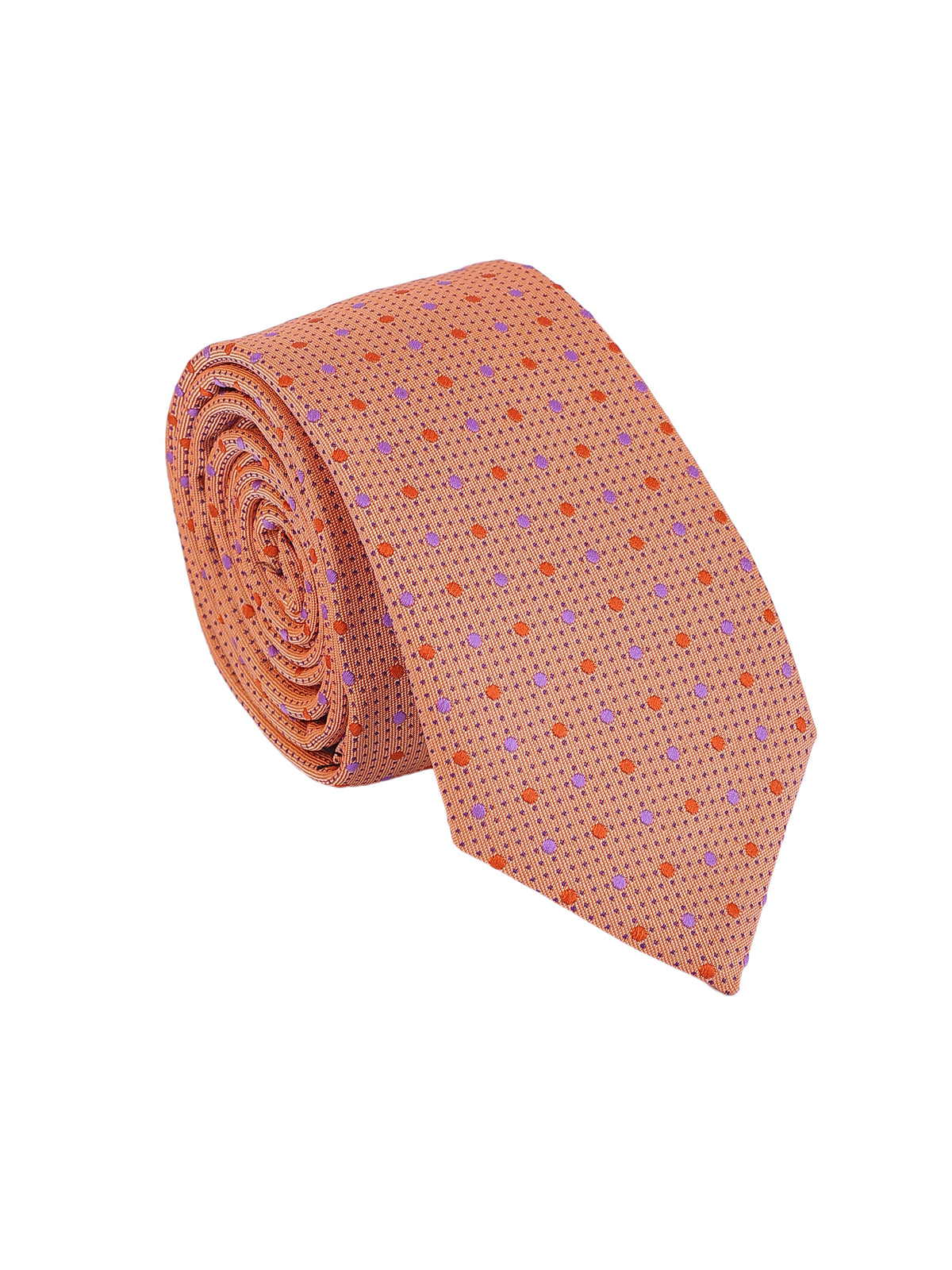 Aristocratic Peach and Lavender Polka Dot Necktie