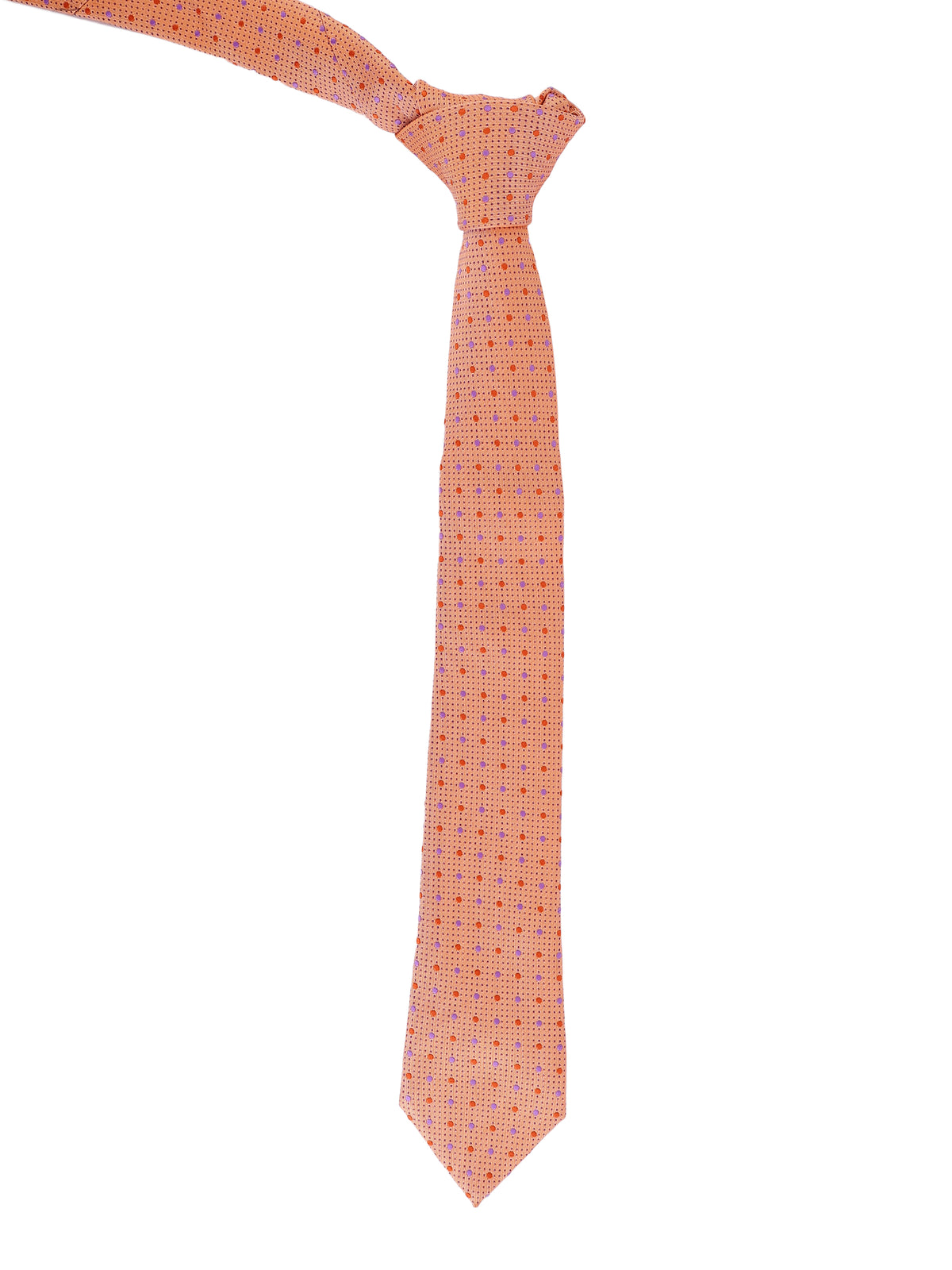 Aristocratic Peach and Lavender Polka Dot Necktie