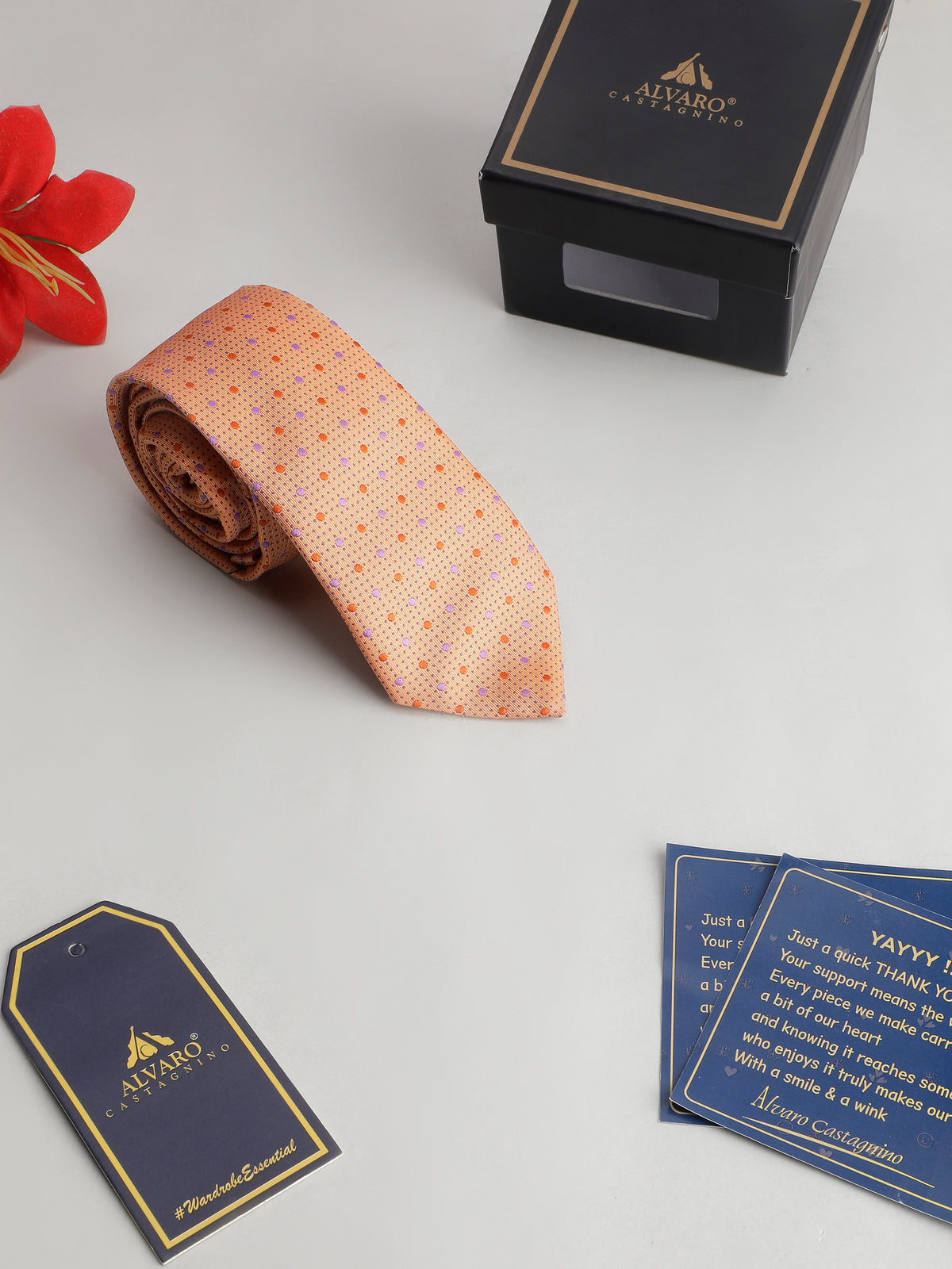 Aristocratic Peach and Lavender Polka Dot Necktie