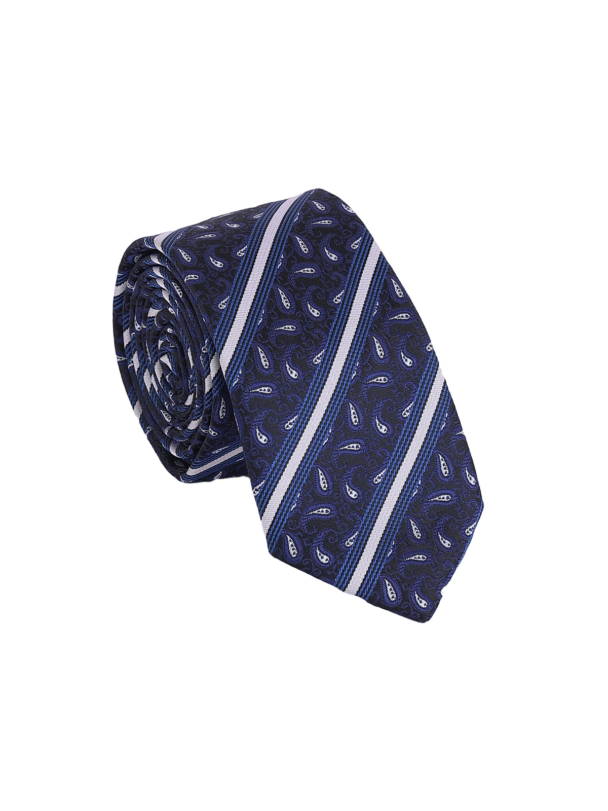 Aristocratic Navy Paisley and Diagonal Stripe Necktie