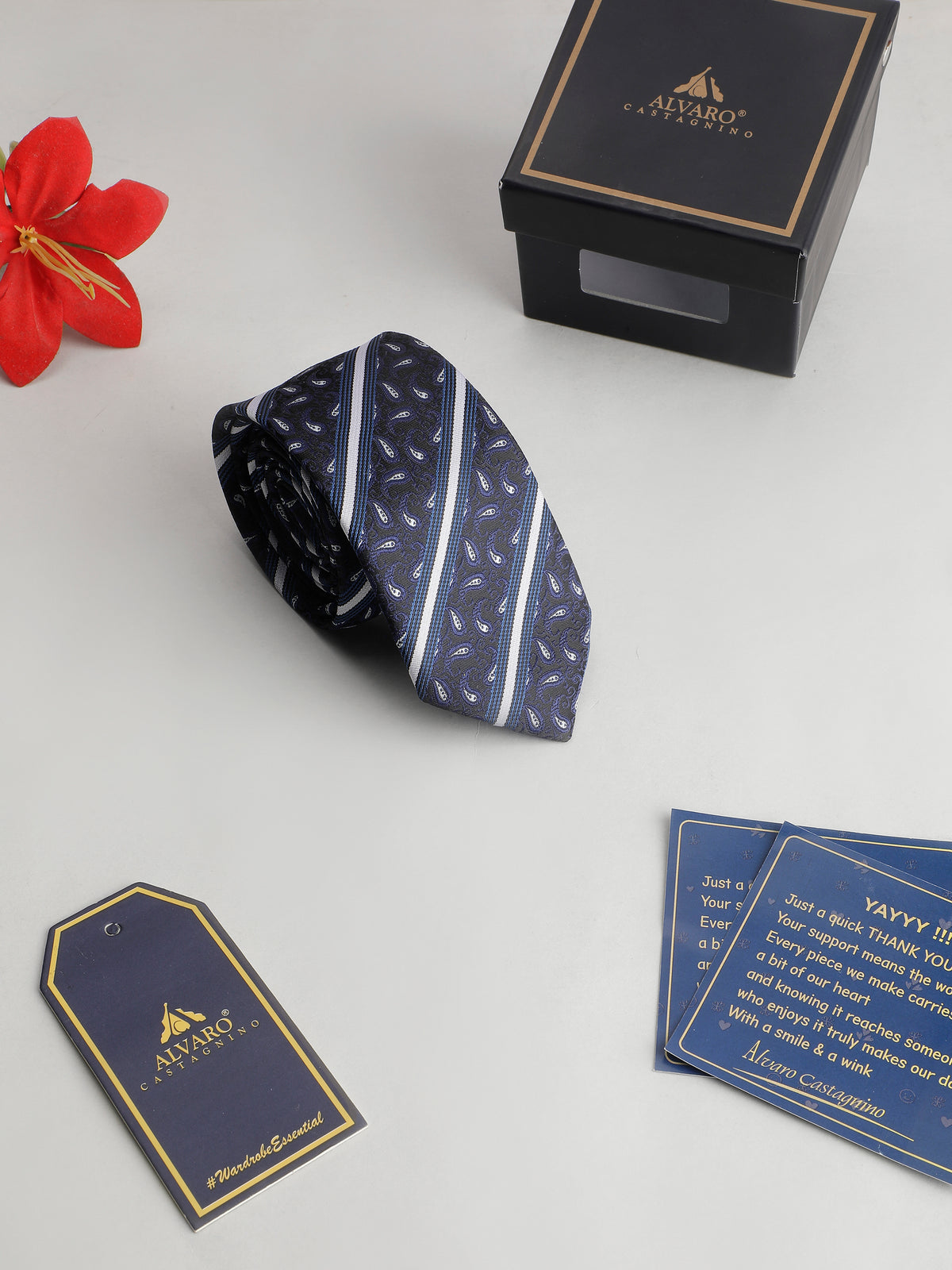 Aristocratic Navy Paisley and Diagonal Stripe Necktie