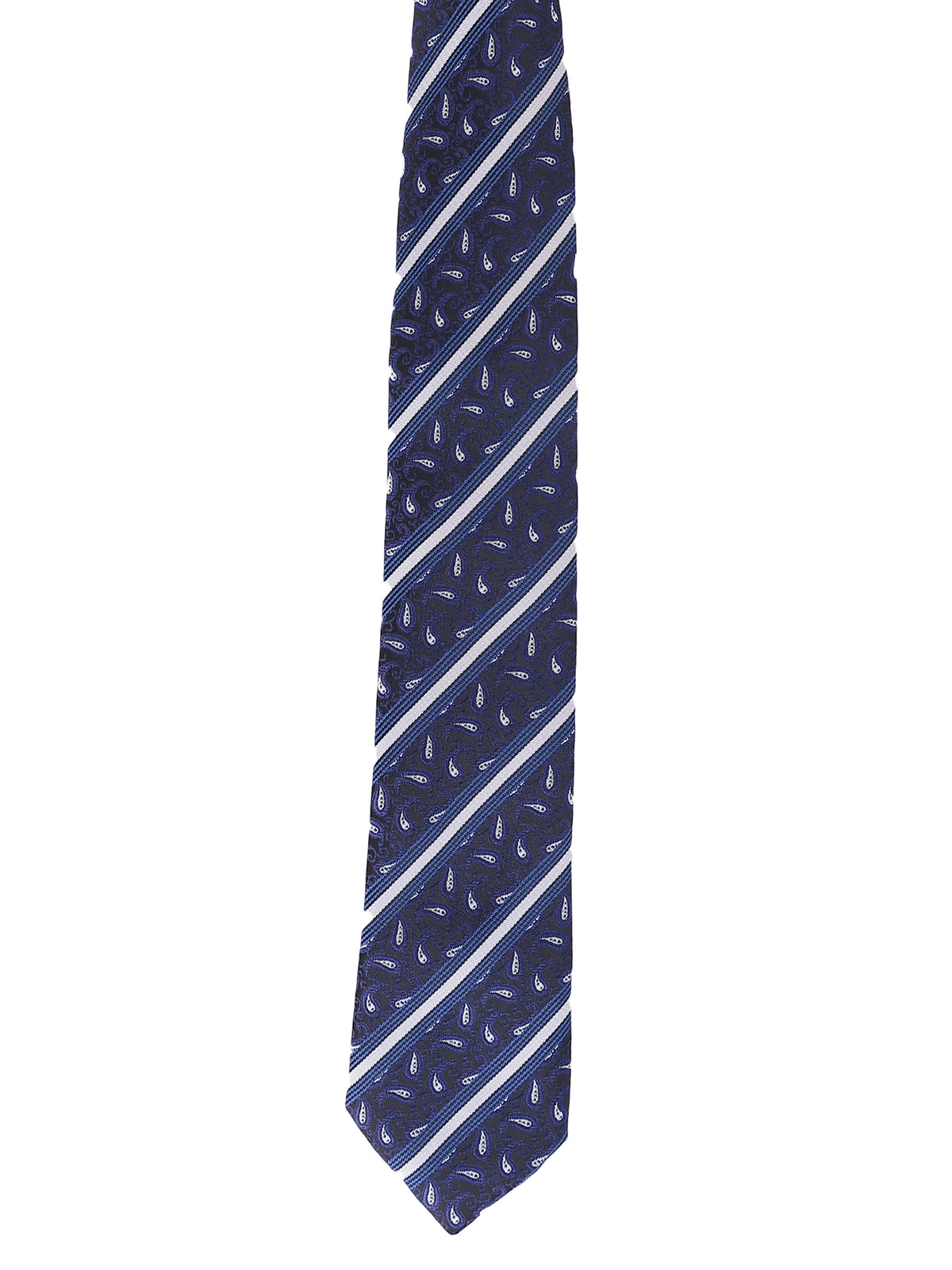 Aristocratic Navy Paisley and Diagonal Stripe Necktie
