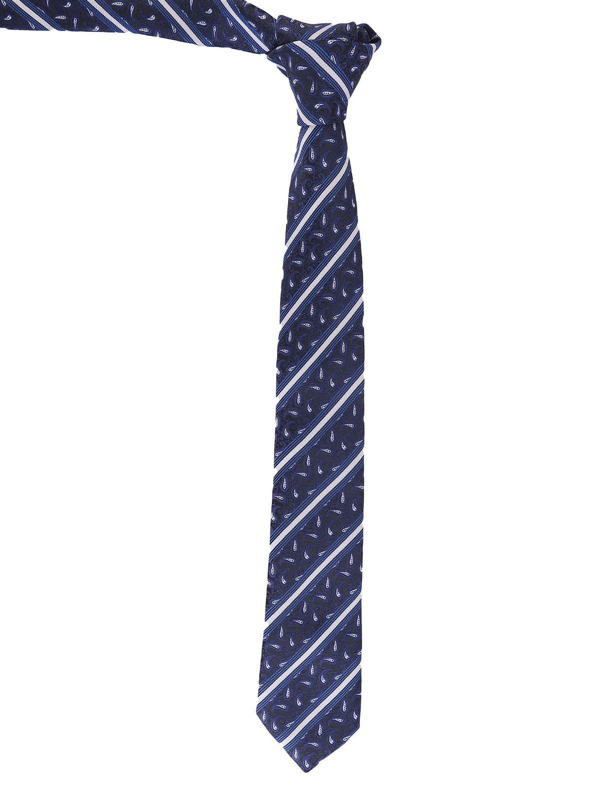 Aristocratic Navy Paisley and Diagonal Stripe Necktie