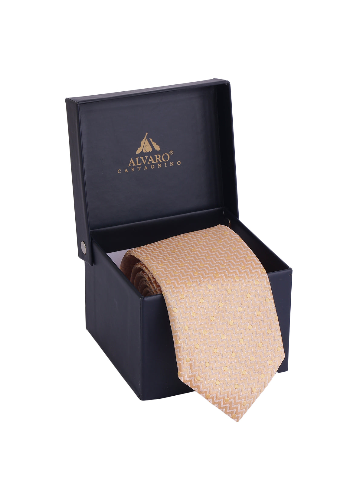 Aristocratic Peach Chevron and Dot Necktie