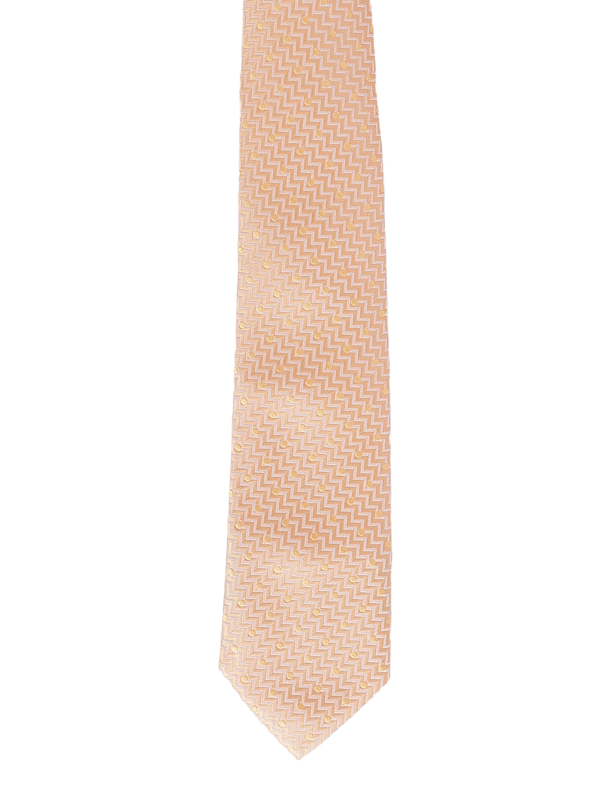 Aristocratic Peach Chevron and Dot Necktie