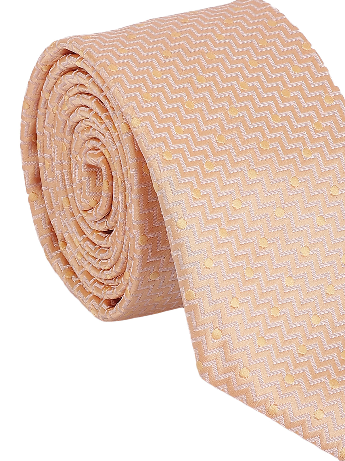Aristocratic Peach Chevron and Dot Necktie