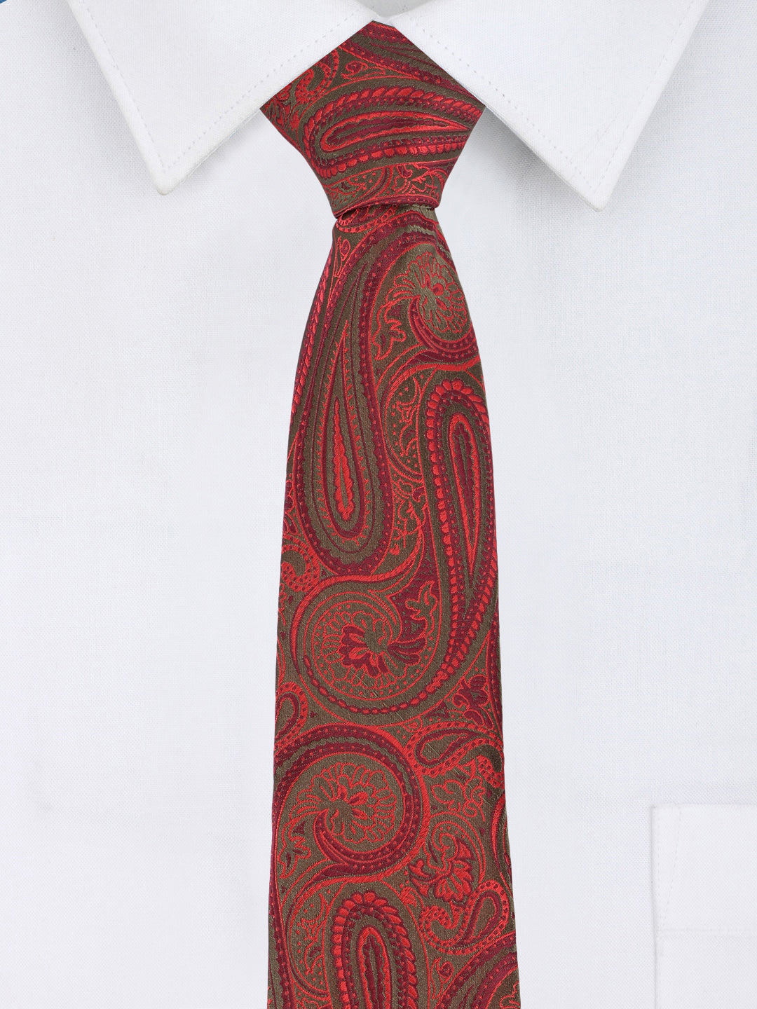 Red & Charcoal Paisley Necktie