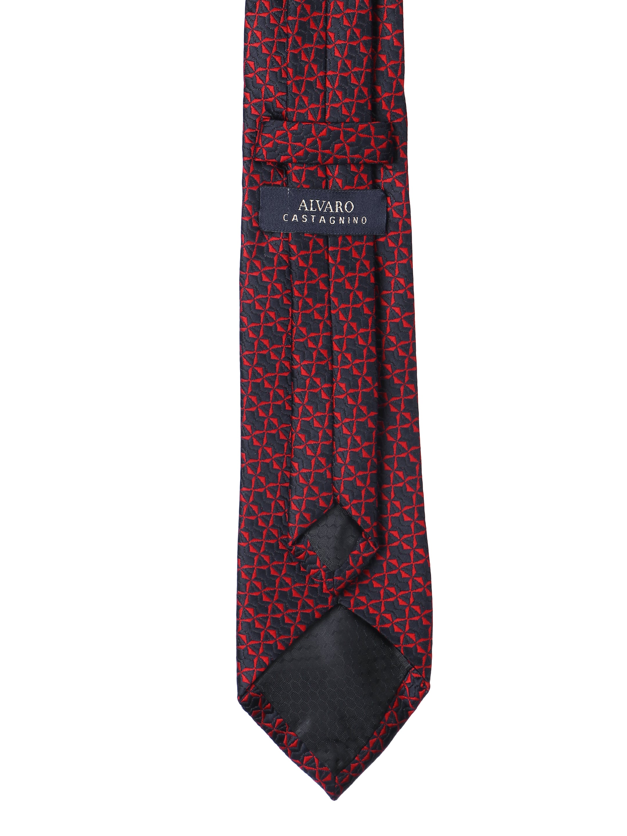 Maroon & Navy Geometric Necktie