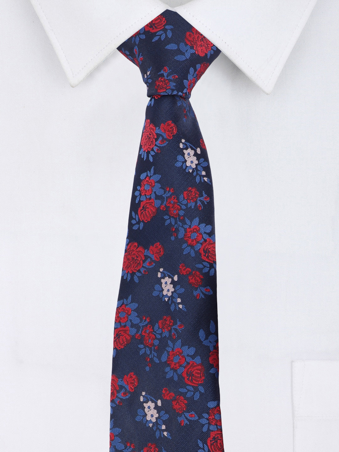 Blue & Red Floral Necktie