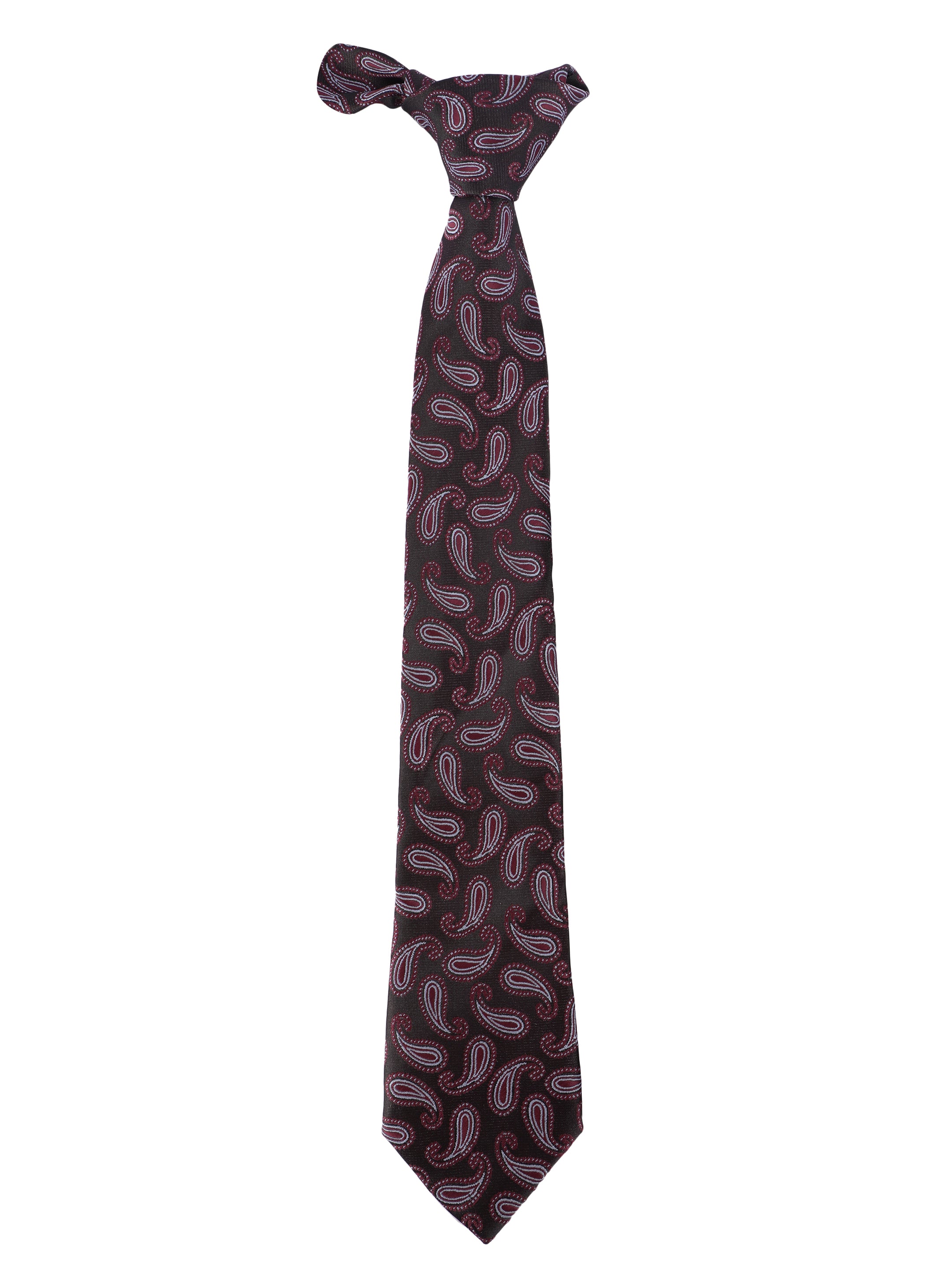 Black Maroon Paisley Tie