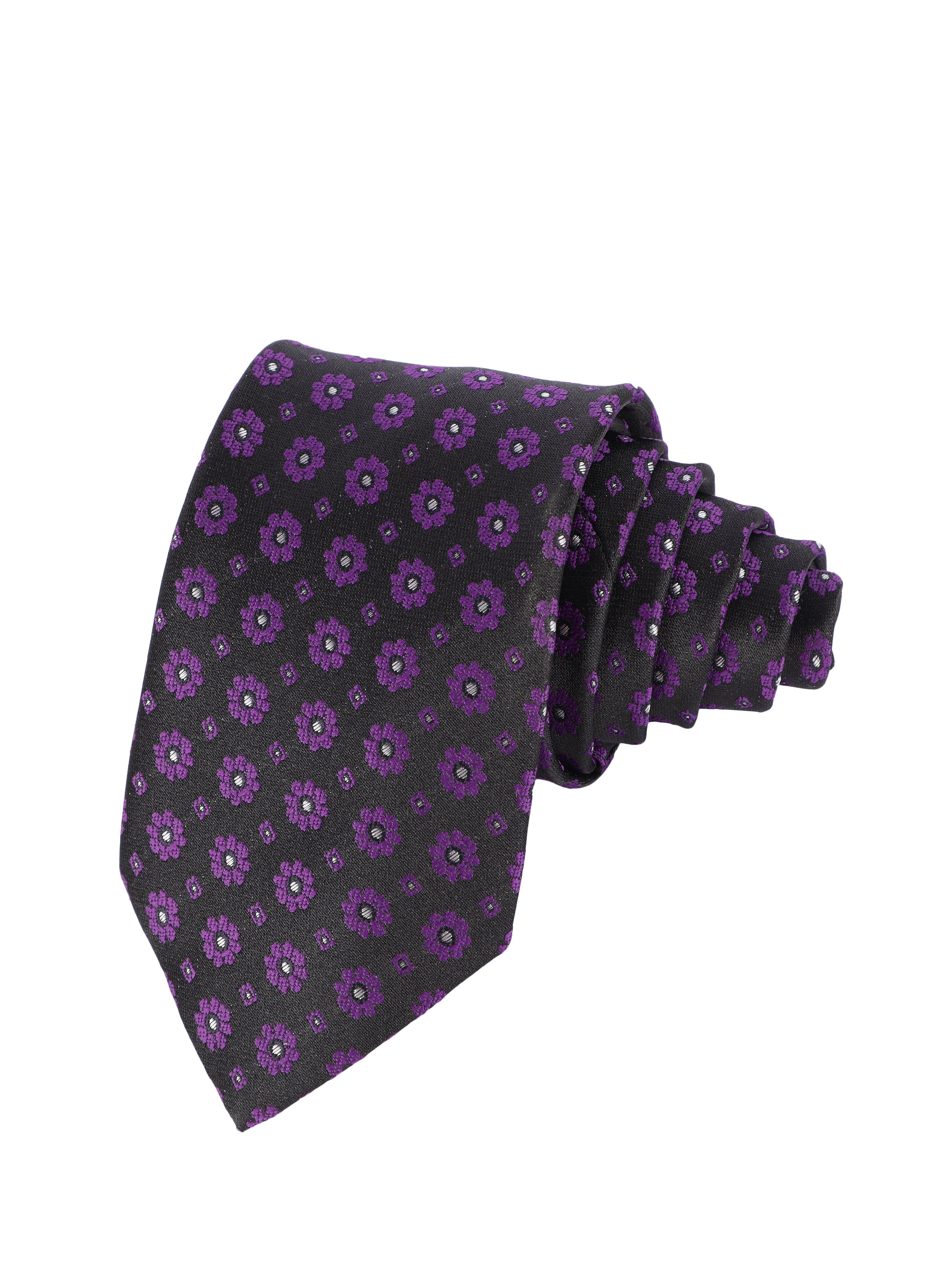 Black & Purple Floral Tie