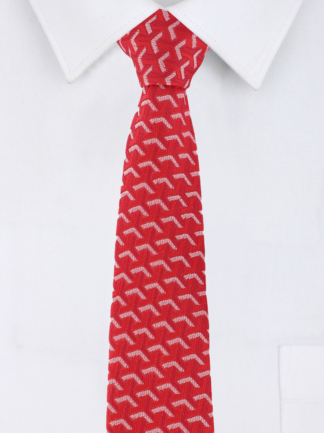 Red Chevron Geometric Tie