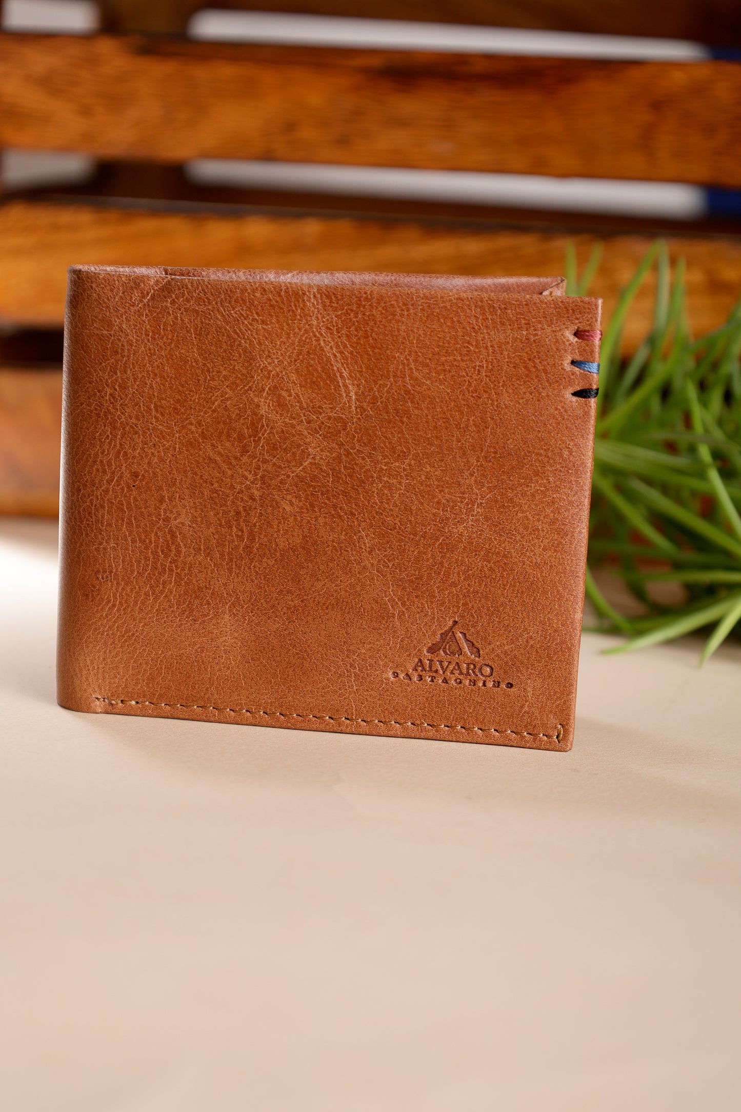 Alvaro Castagnino Tan Coloured Two Fold Leather Wallet for Men