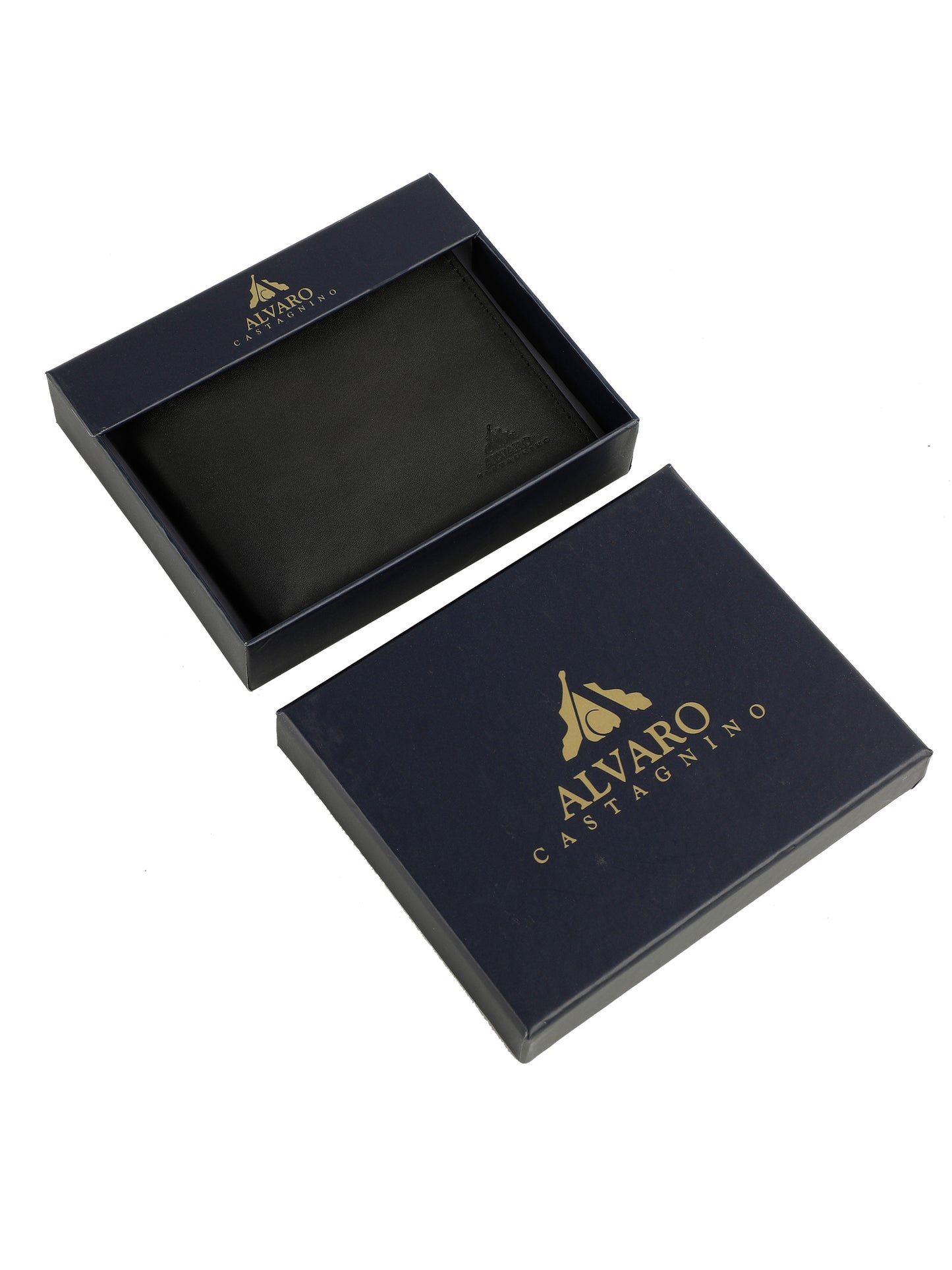 Alvaro Castagnino Black Coloured Two Fold Leather Wallet for Men